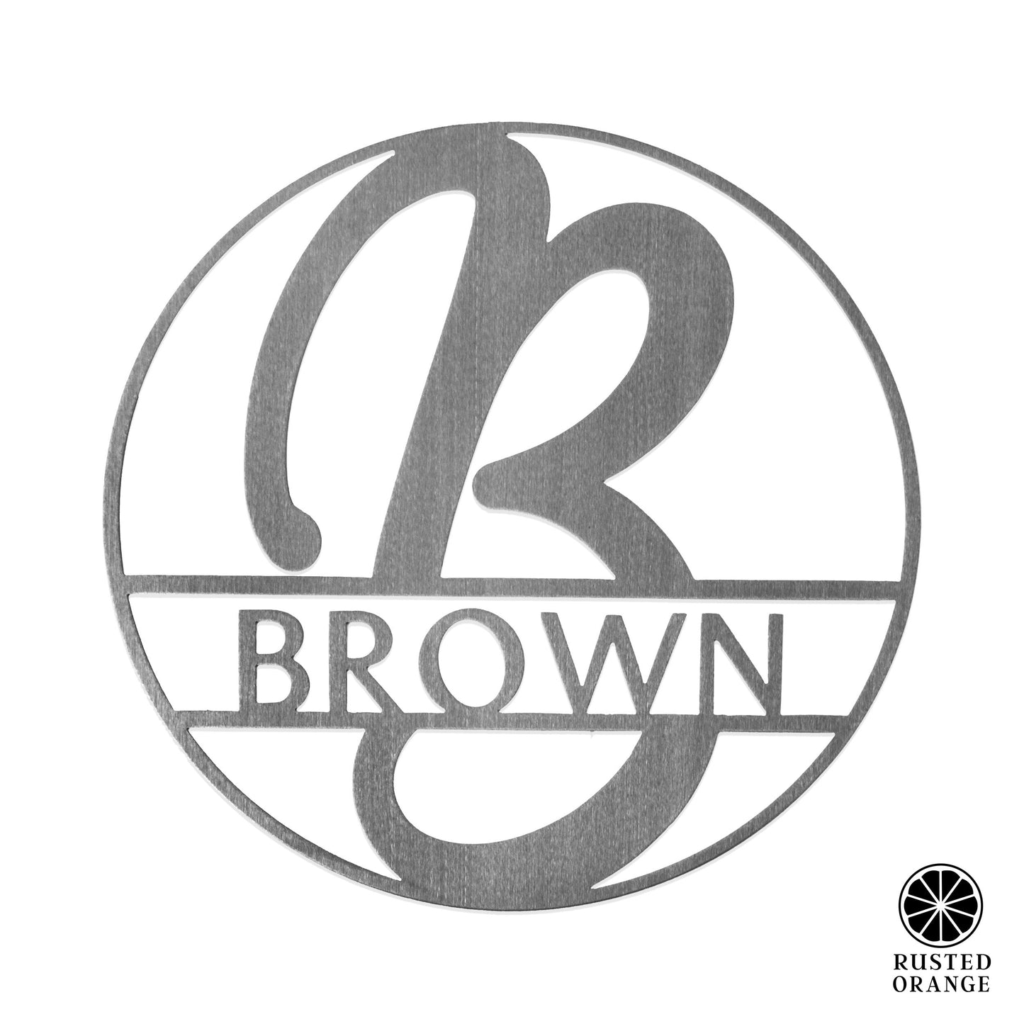 Fullerton Circle Monogram - 2 Sizes - Metal Personalized Last Name with Monogram Sign