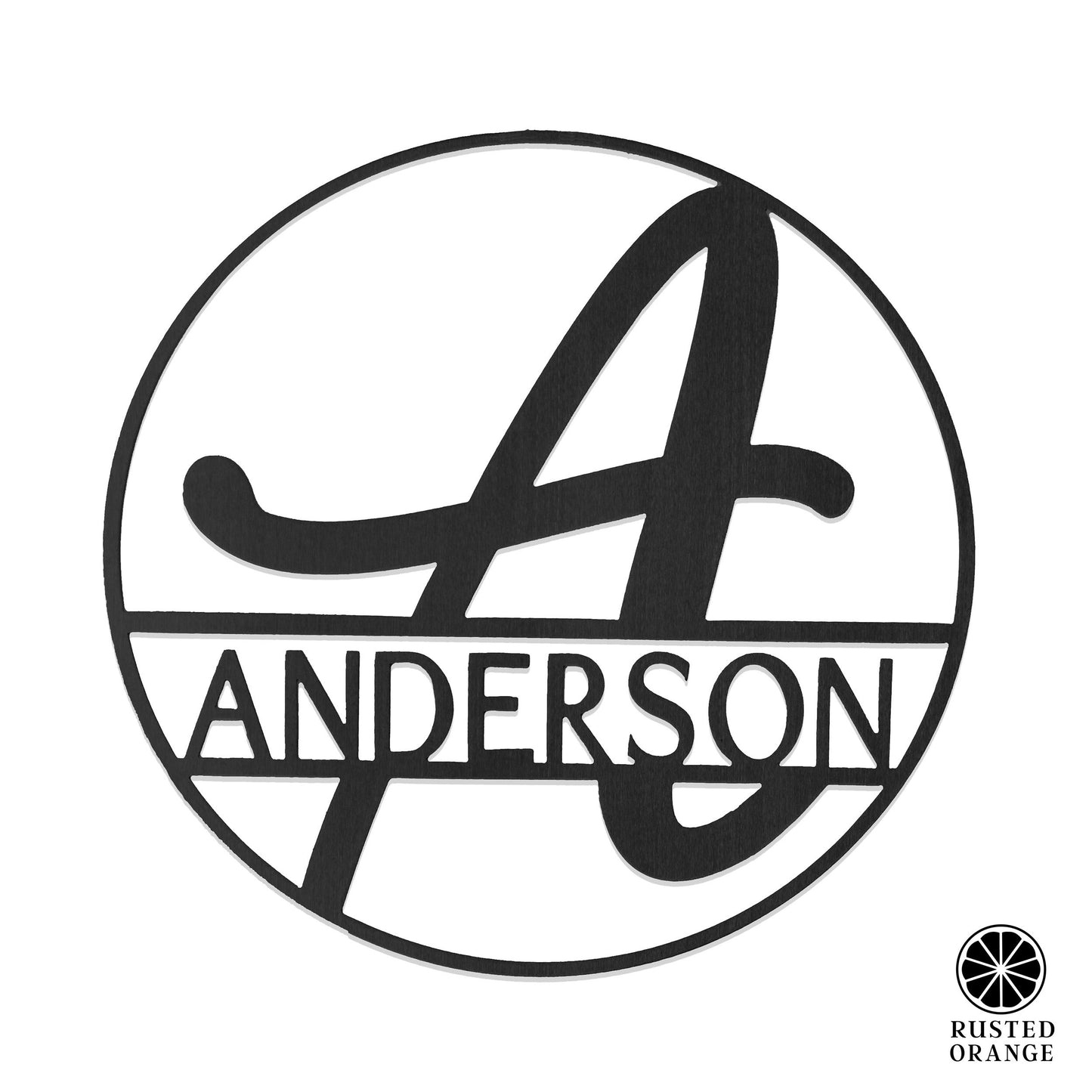 Fullerton Circle Monogram - 2 Sizes - Metal Personalized Last Name with Monogram Sign