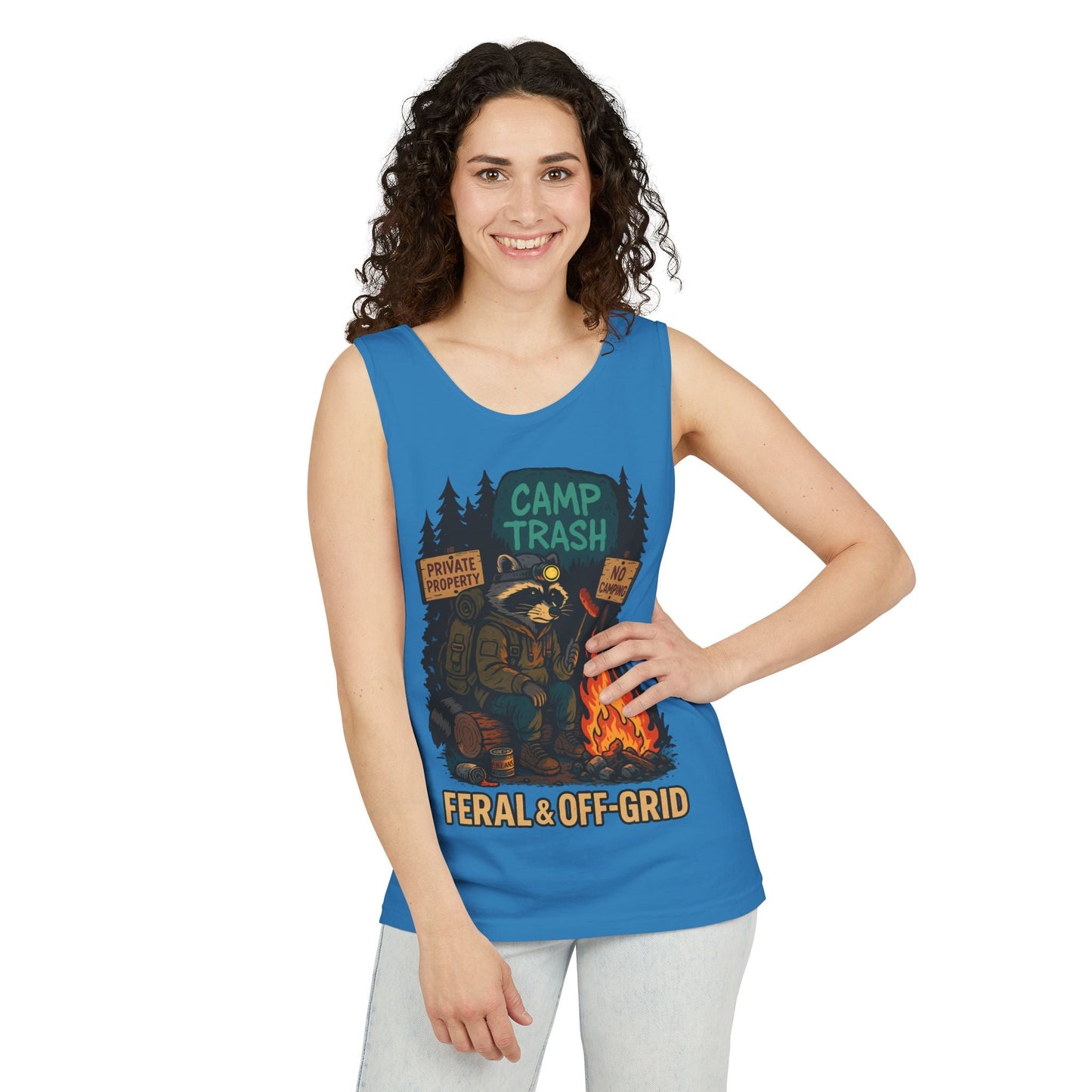 Camp Trash Raccoon Tank Top – Feral & Off-Grid Summer Shirt by Trash Cult