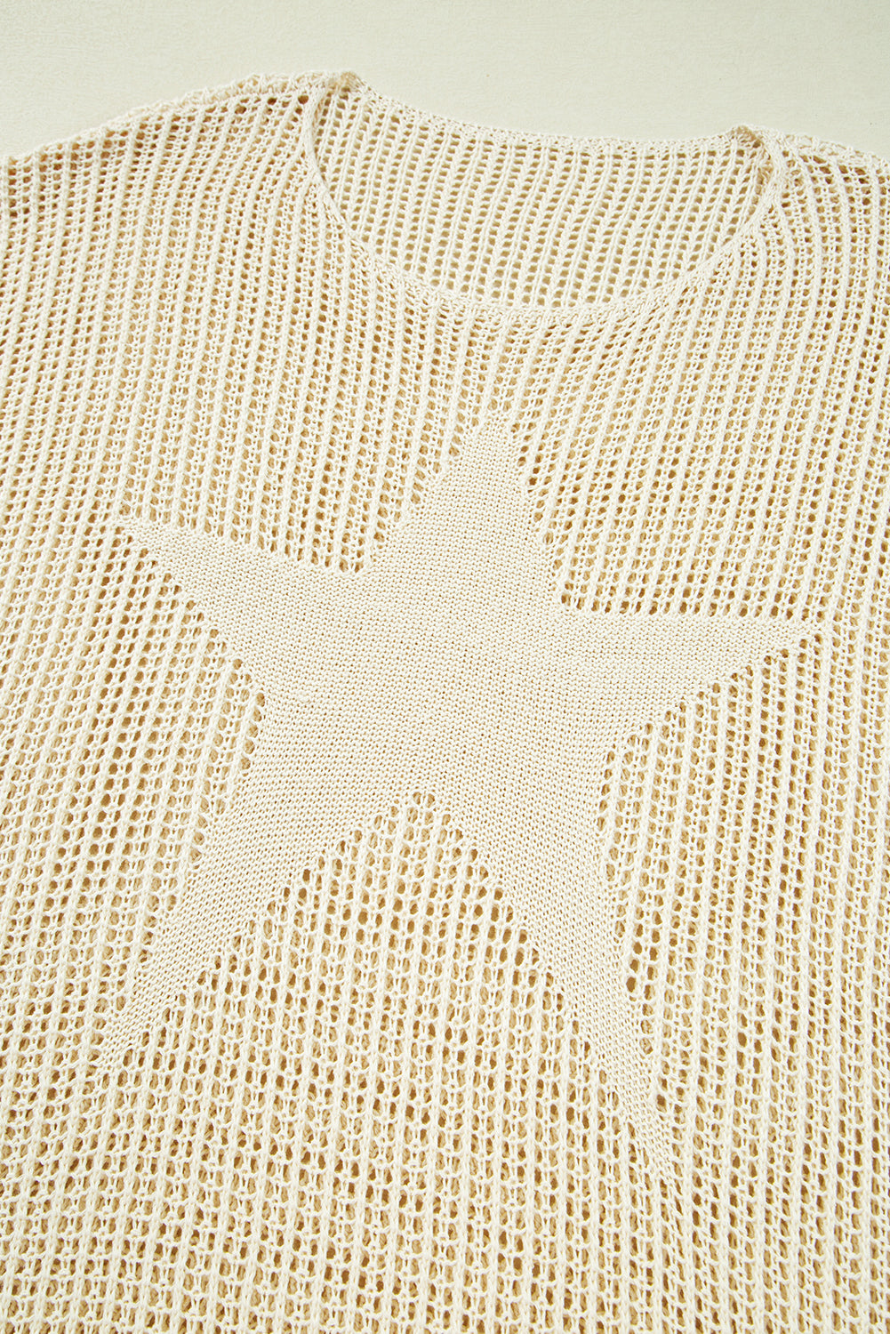 Parchment Hollow Out Knit Star Pattern Accent Plus Size Jumper