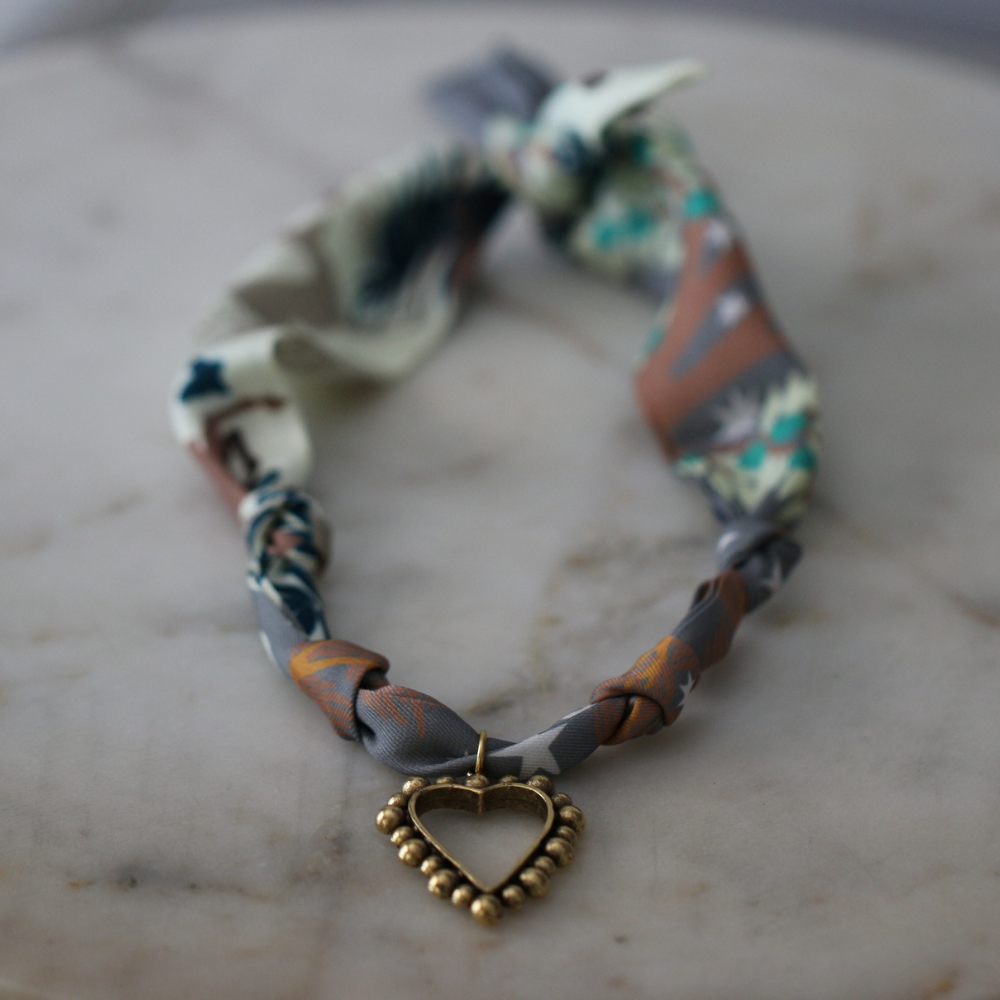 Beaded Heart Scarf Necklace