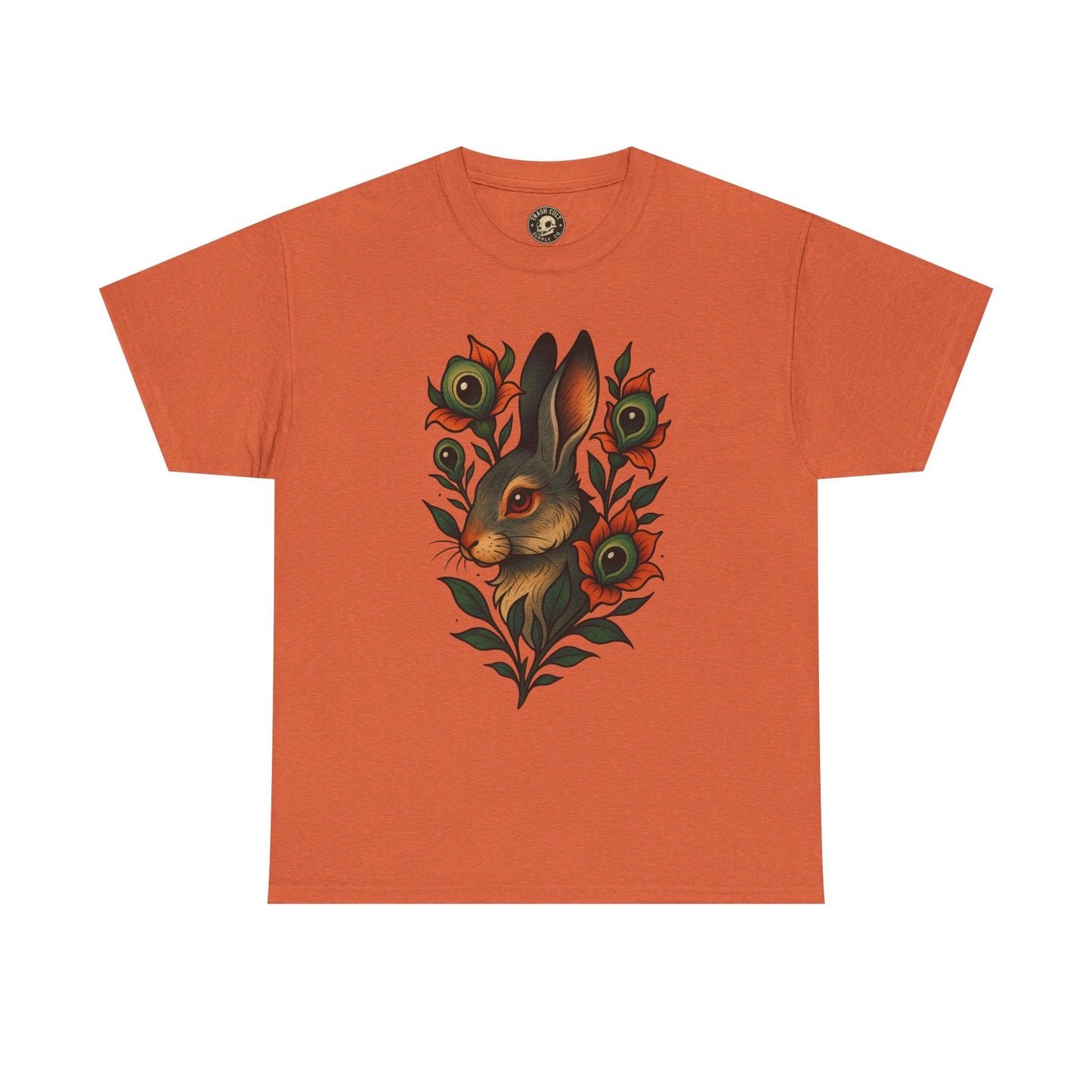 Whimsical Rabbit Floral Tee, Nature Lover Gift, Casual Wear, Eco-Friendly Fashion, Unique Graphic T-Shirt, Year-Round Style