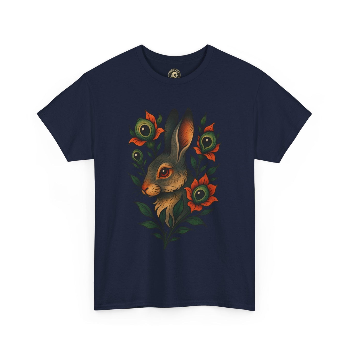 Whimsical Rabbit Floral Tee, Nature Lover Gift, Casual Wear, Eco-Friendly Fashion, Unique Graphic T-Shirt, Year-Round Style
