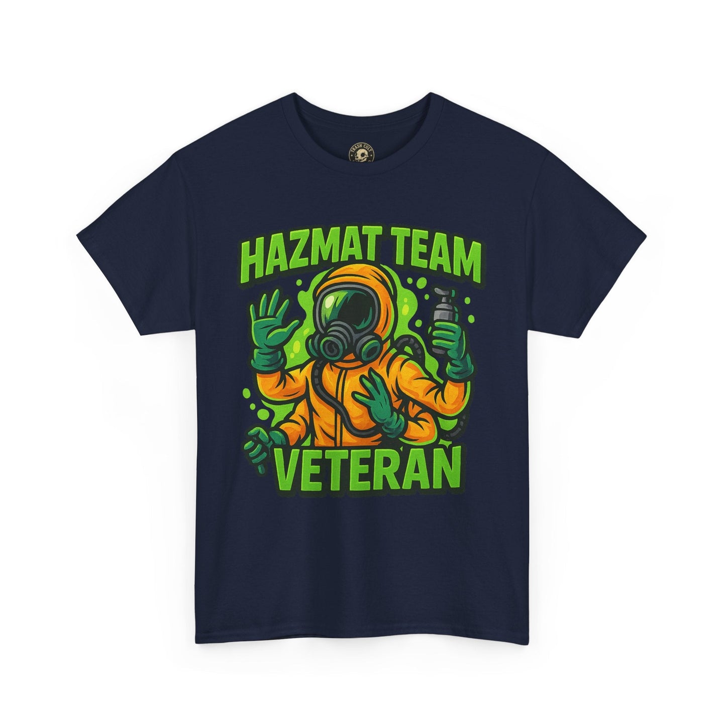 Hazmat Team Veteran T-Shirt – Neon New School Biohazard Graphic Tee | Gildan 5000 Sci-Fi Cotton Shirt
