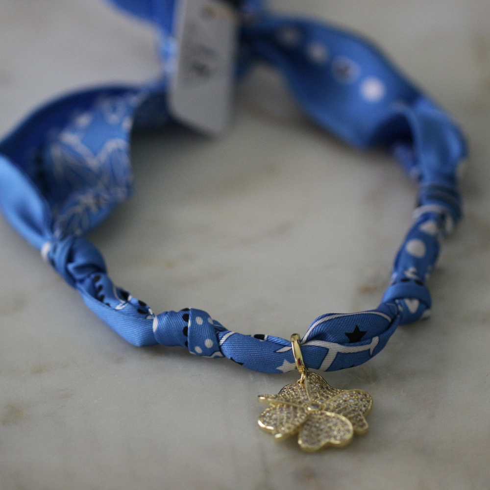 Blue Bloom Twilly Scarf Necklace