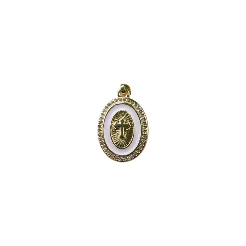 Faith Oval Charm - 14k Gold Plated