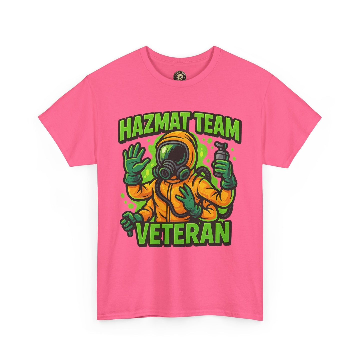 Hazmat Team Veteran T-Shirt – Neon New School Biohazard Graphic Tee | Gildan 5000 Sci-Fi Cotton Shirt