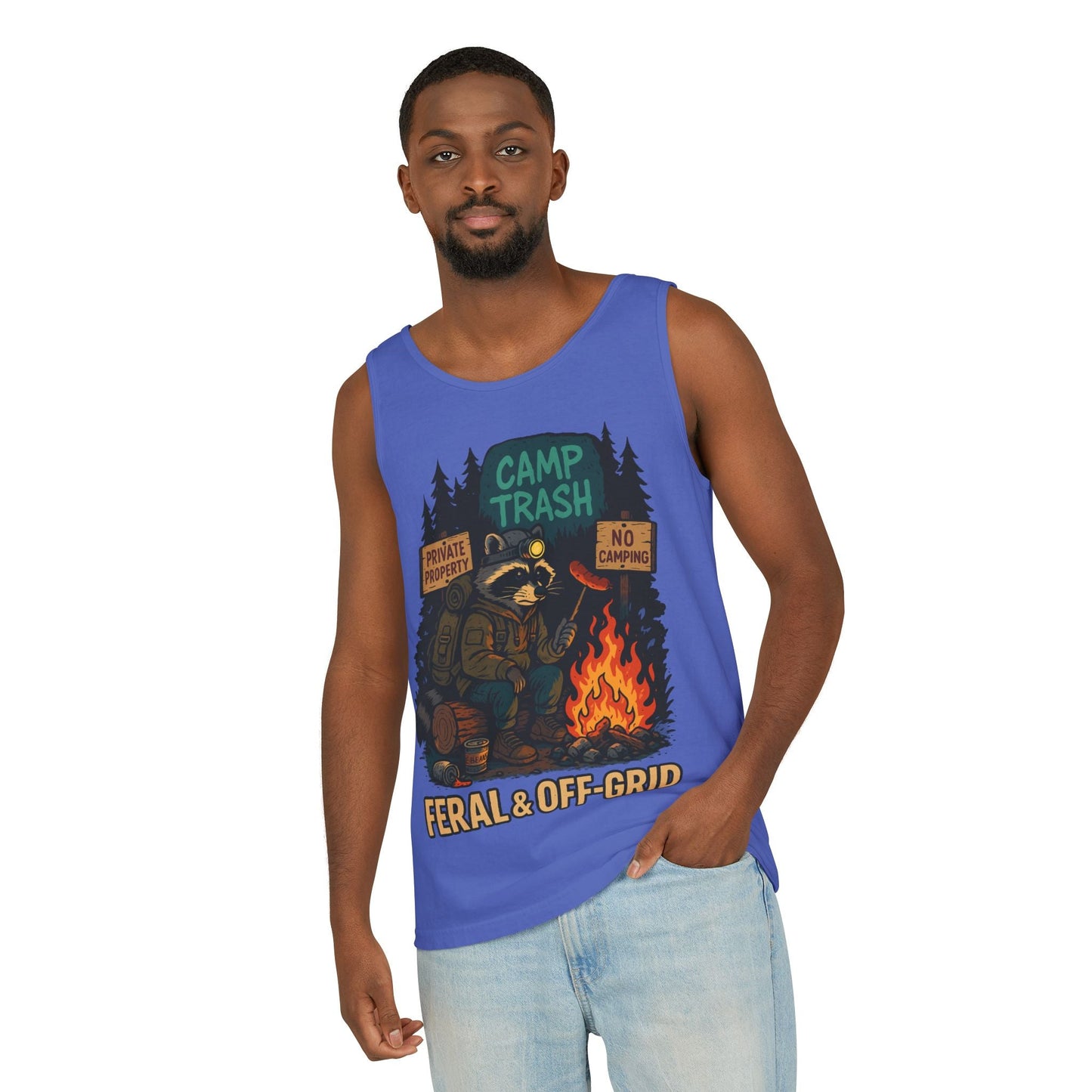 Camp Trash Raccoon Tank Top – Feral & Off-Grid Summer Shirt by Trash Cult