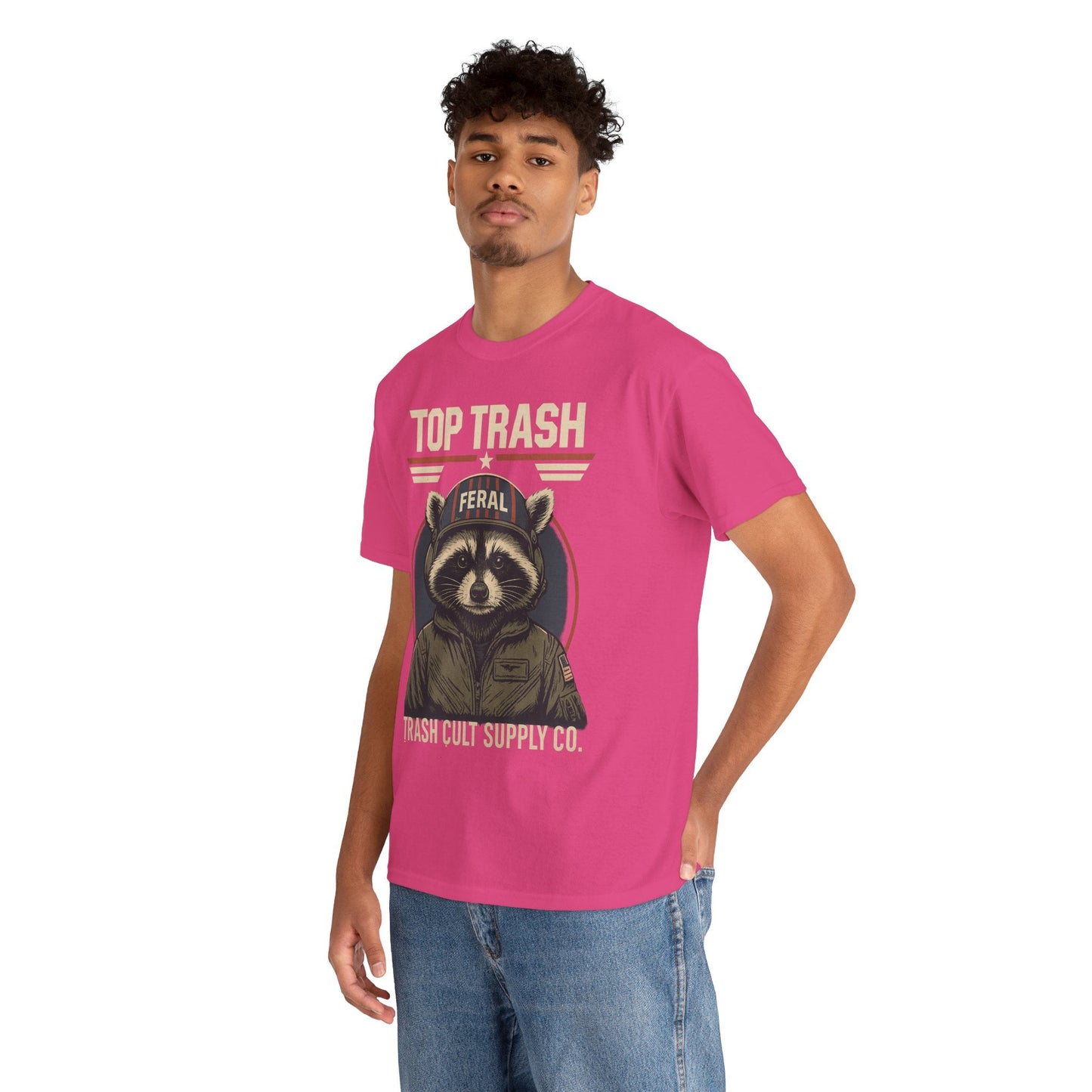 Feral Top Trash Raccoon Pilot Shirt – Trash Cult Supply Co. Parody Tee