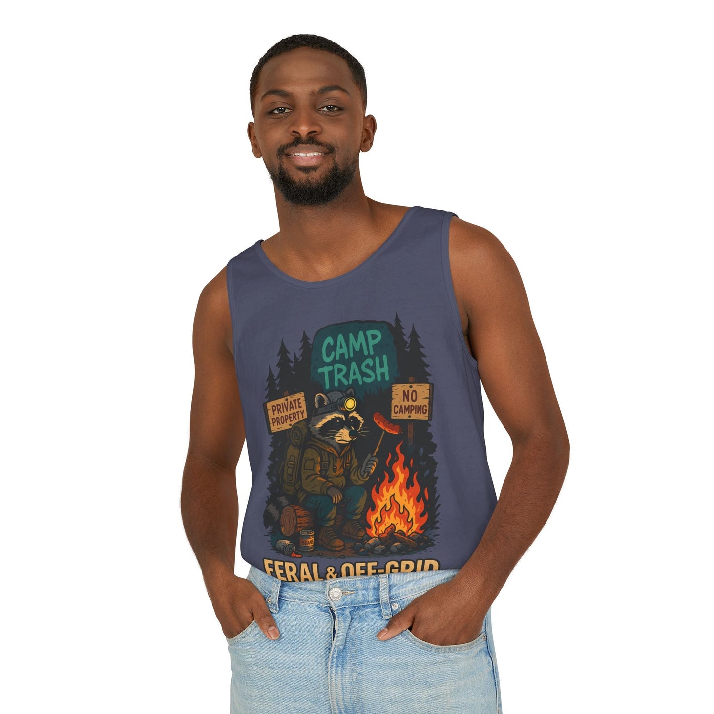 Camp Trash Raccoon Tank Top – Feral & Off-Grid Summer Shirt by Trash Cult
