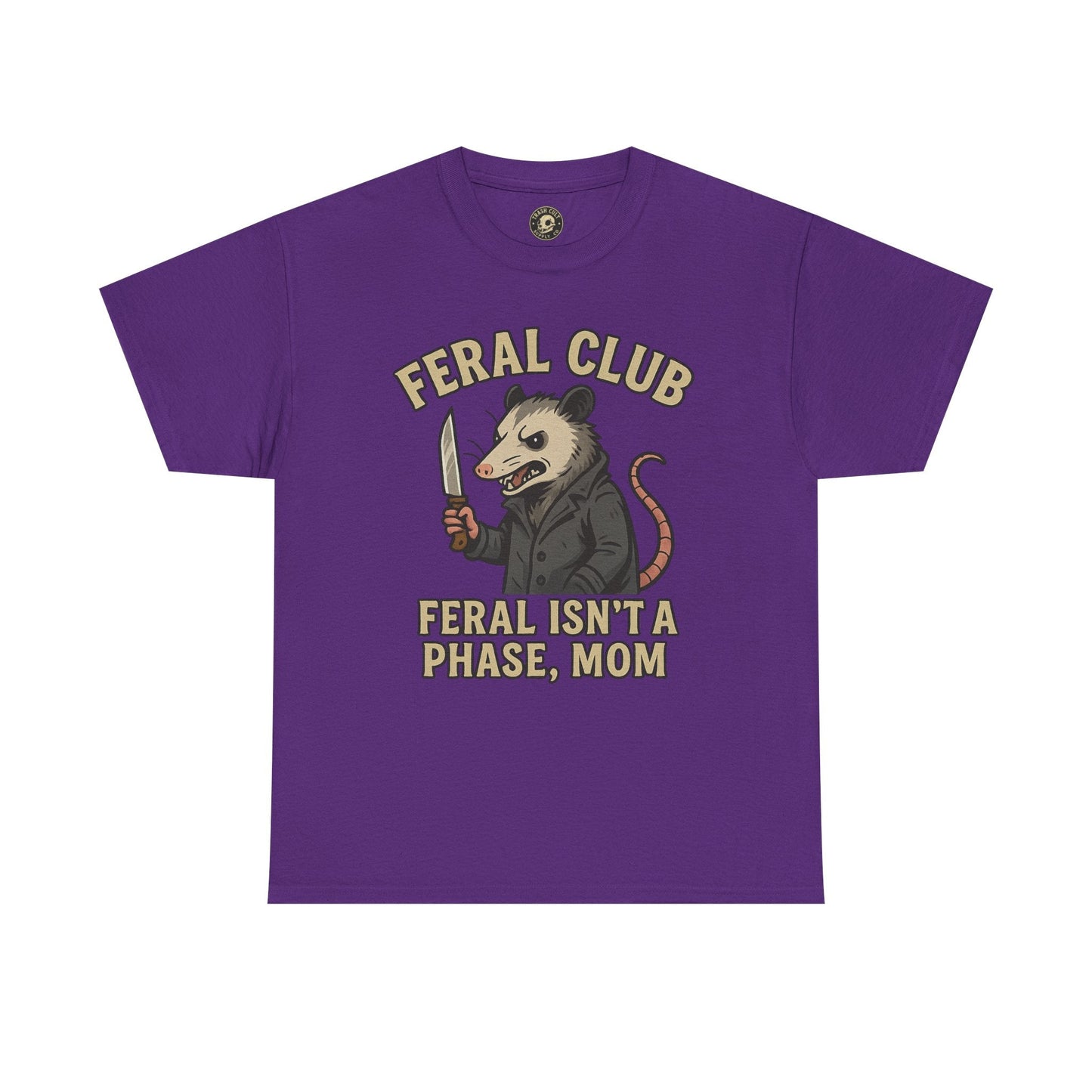 Feral Club Tee - Unisex Heavy Cotton Shirt, Funny Graphic T-Shirt, Gift for Mom, Casual Wear, Easygoing Lifestyle
