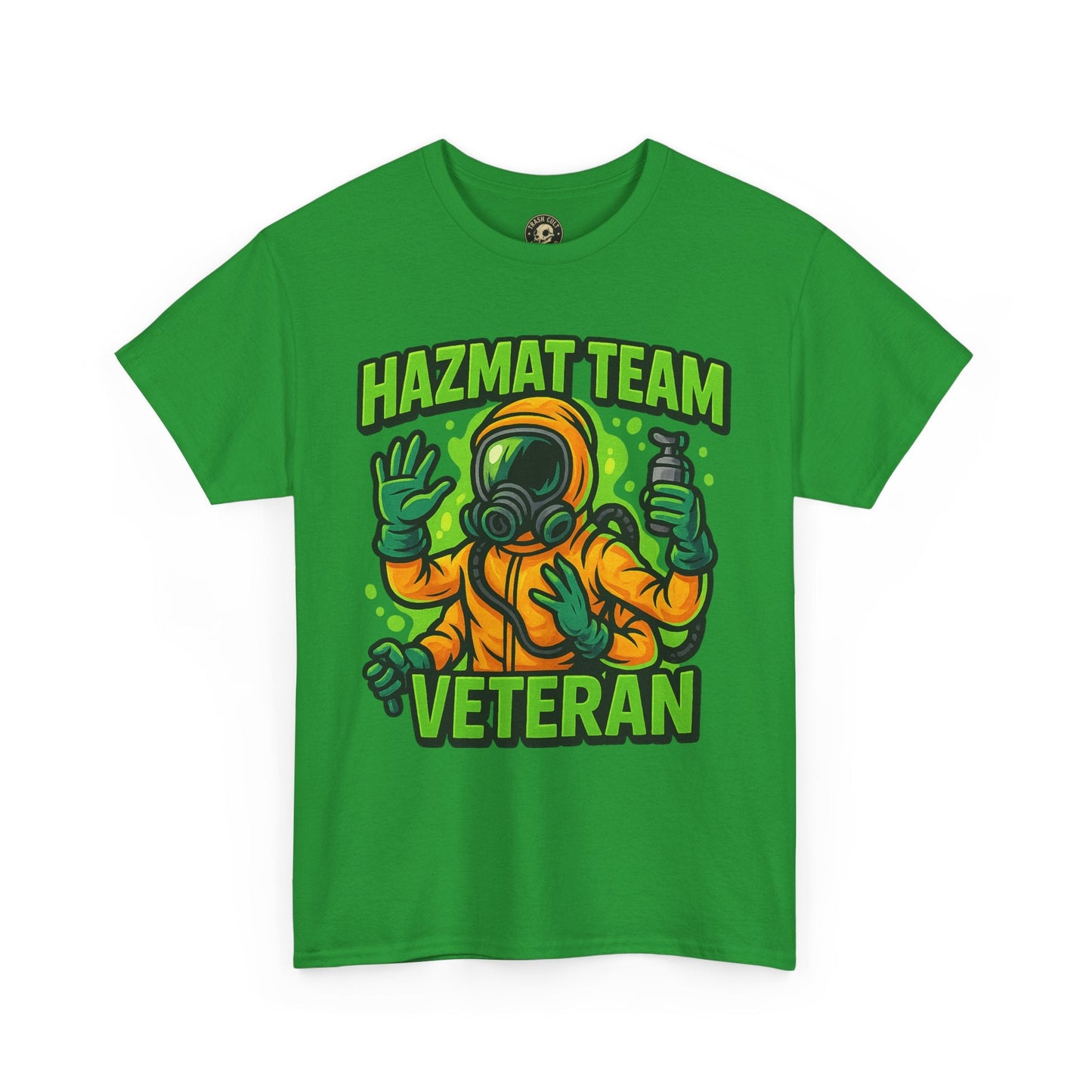 Hazmat Team Veteran T-Shirt – Neon New School Biohazard Graphic Tee | Gildan 5000 Sci-Fi Cotton Shirt