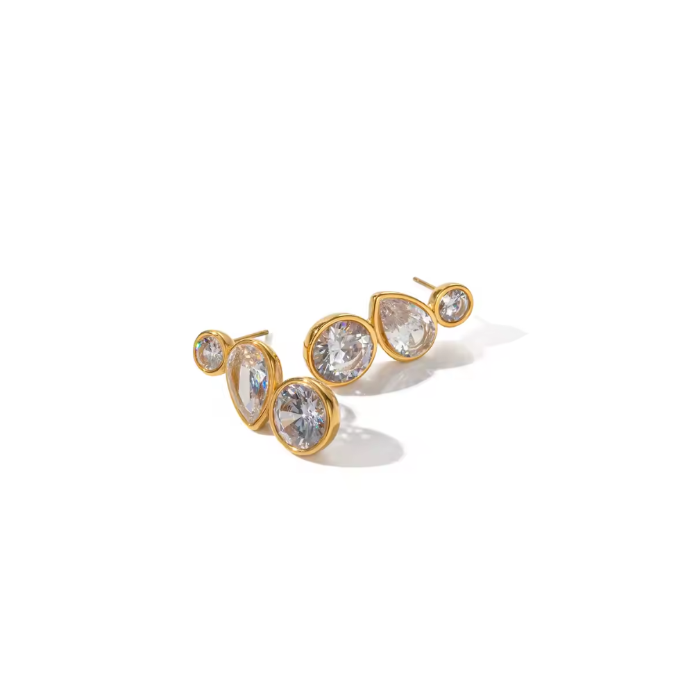 Aurora CZ Drop Earrings ~ 18k Gold Non Tarnish