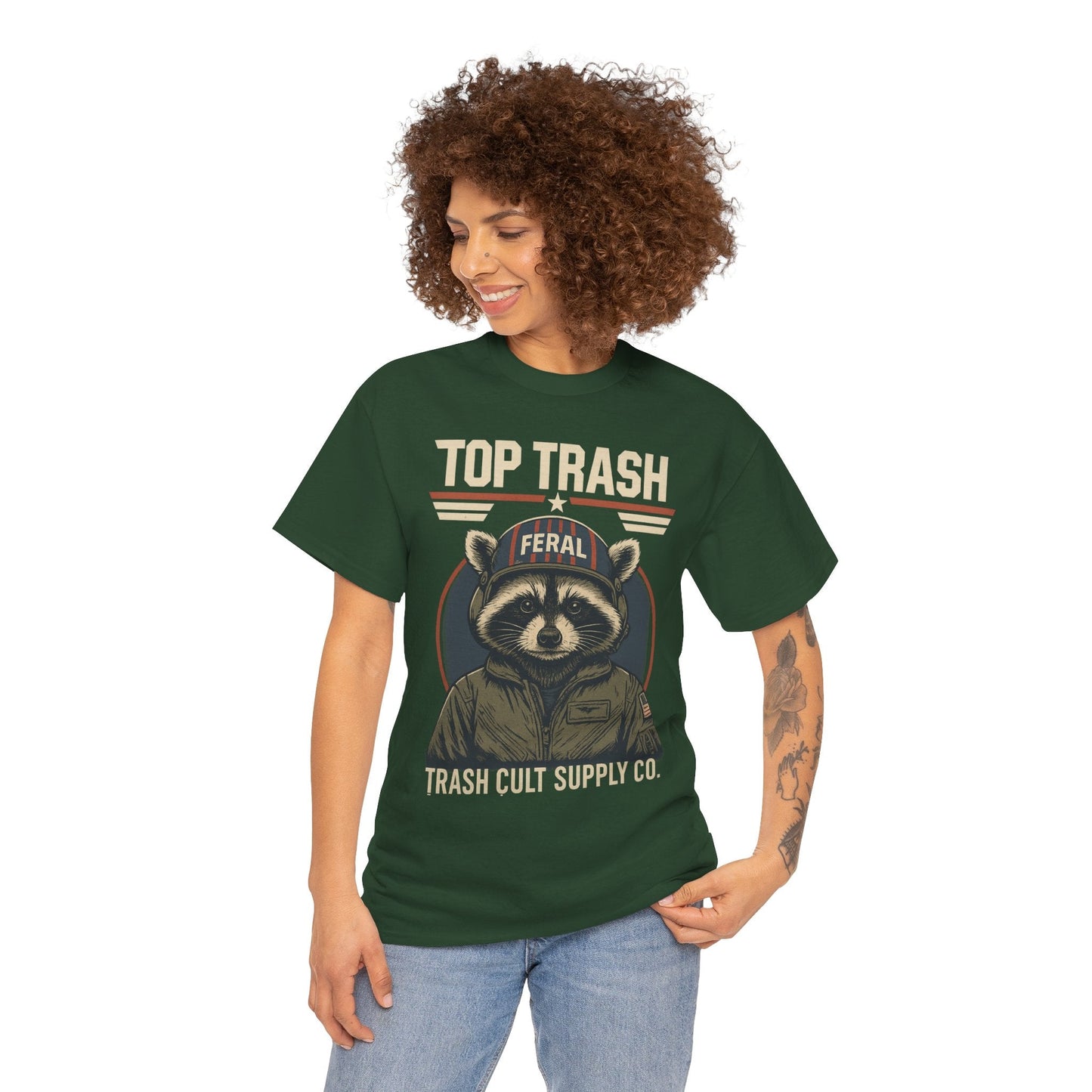 Feral Top Trash Raccoon Pilot Shirt – Trash Cult Supply Co. Parody Tee