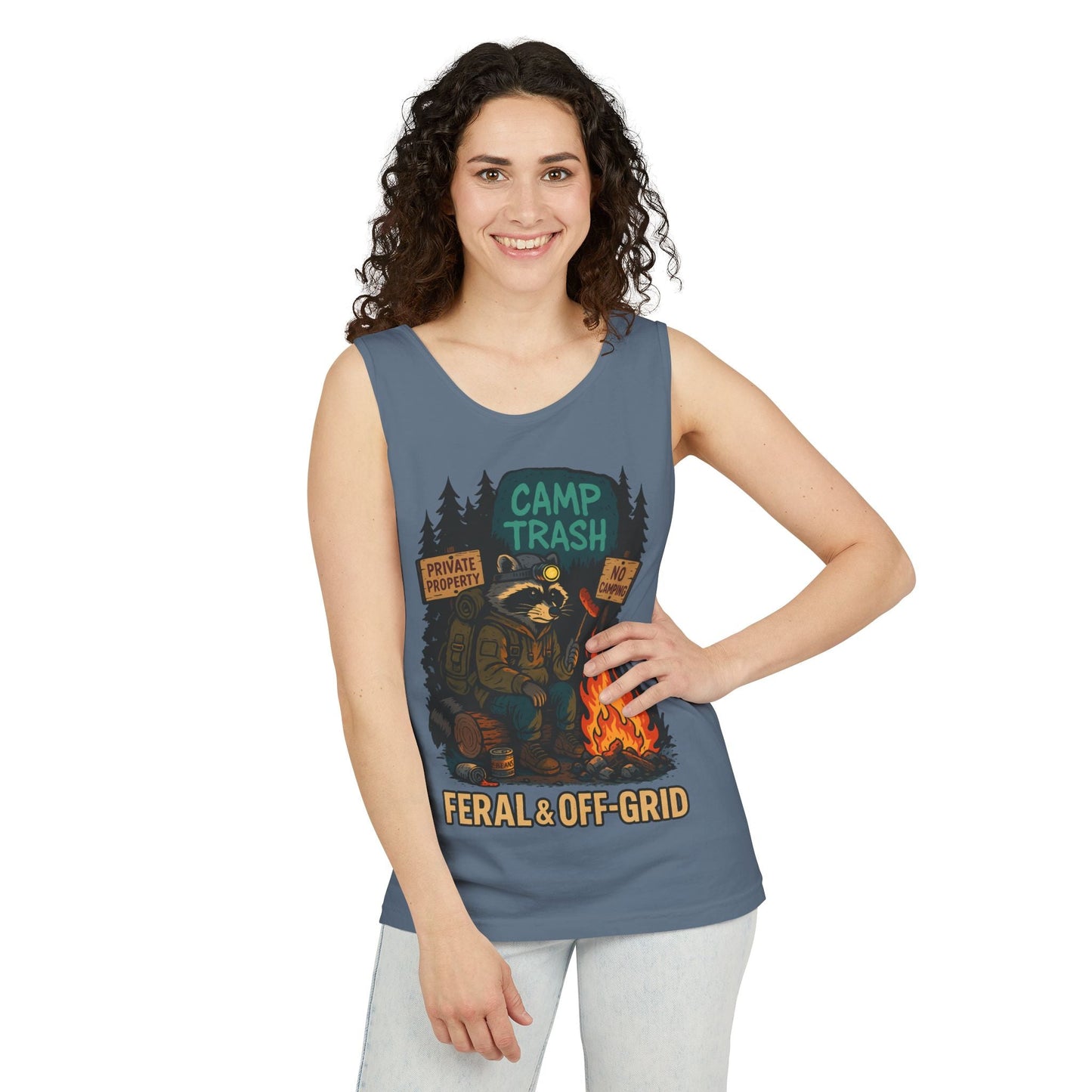 Camp Trash Raccoon Tank Top – Feral & Off-Grid Summer Shirt by Trash Cult