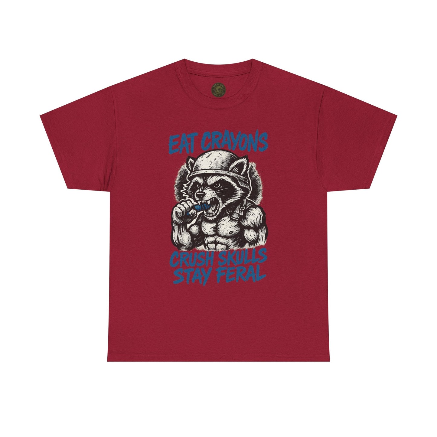 Eat Crayons Crush Skulls Stay Feral Military Raccoon Shirt – Gildan 5000