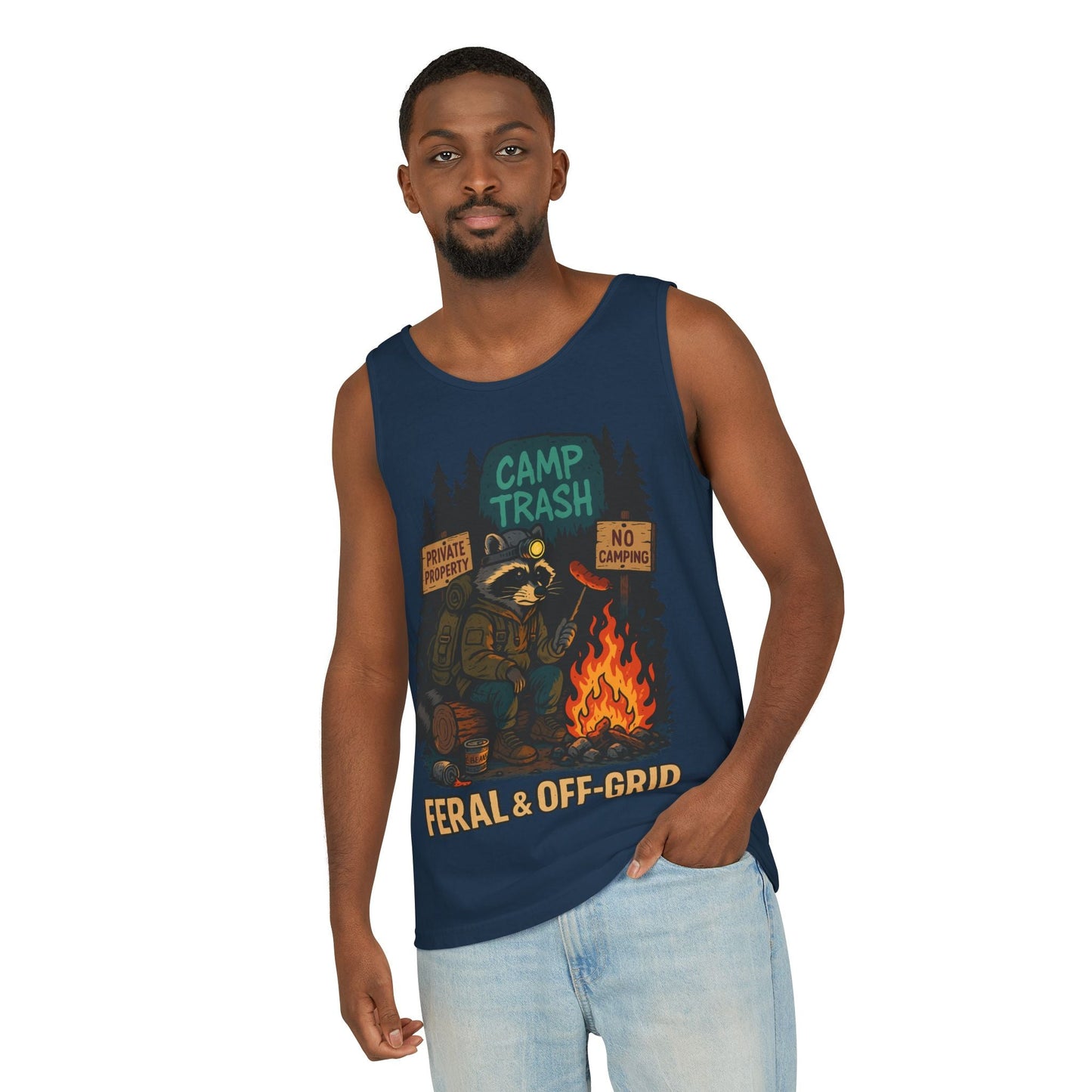 Camp Trash Raccoon Tank Top – Feral & Off-Grid Summer Shirt by Trash Cult