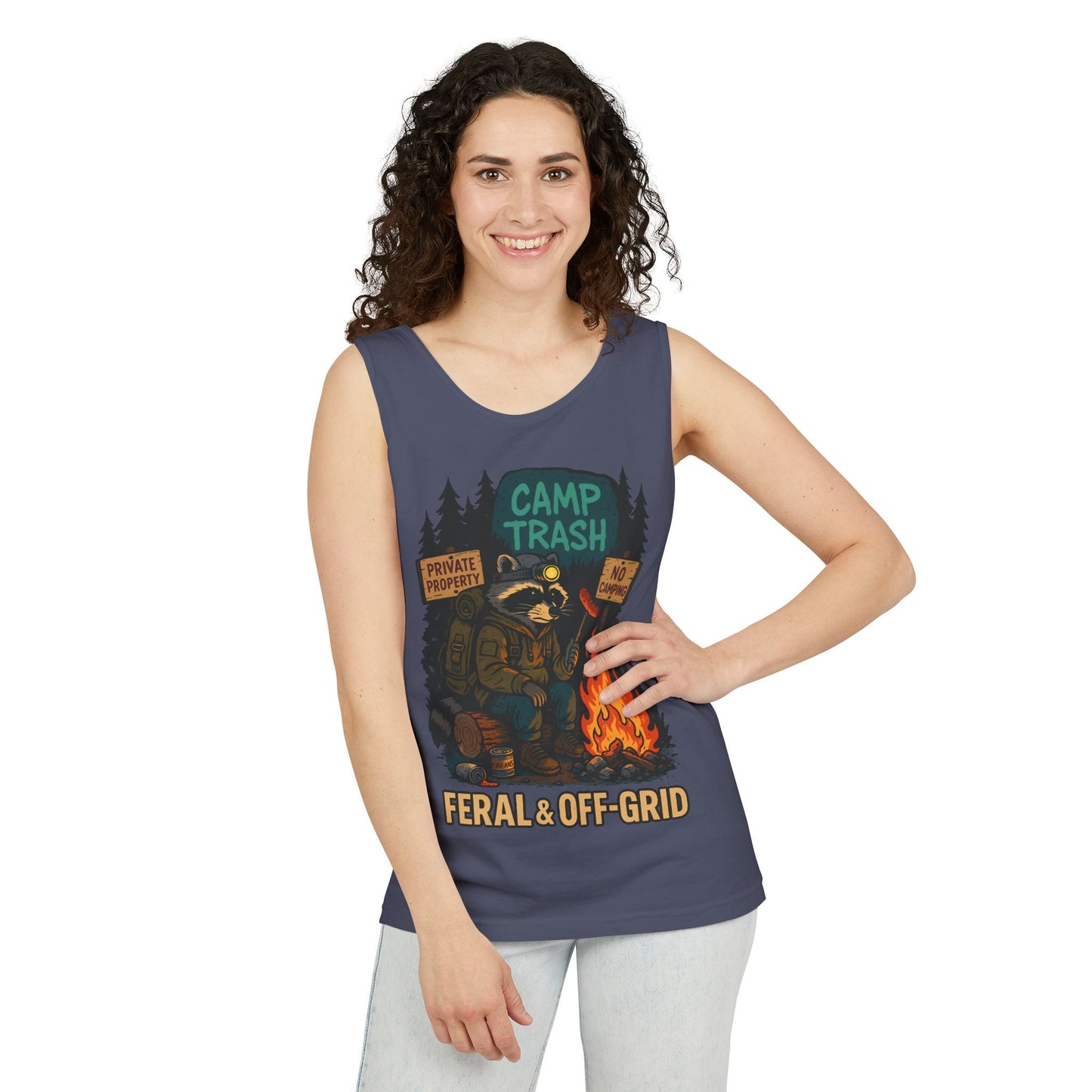 Camp Trash Raccoon Tank Top – Feral & Off-Grid Summer Shirt by Trash Cult