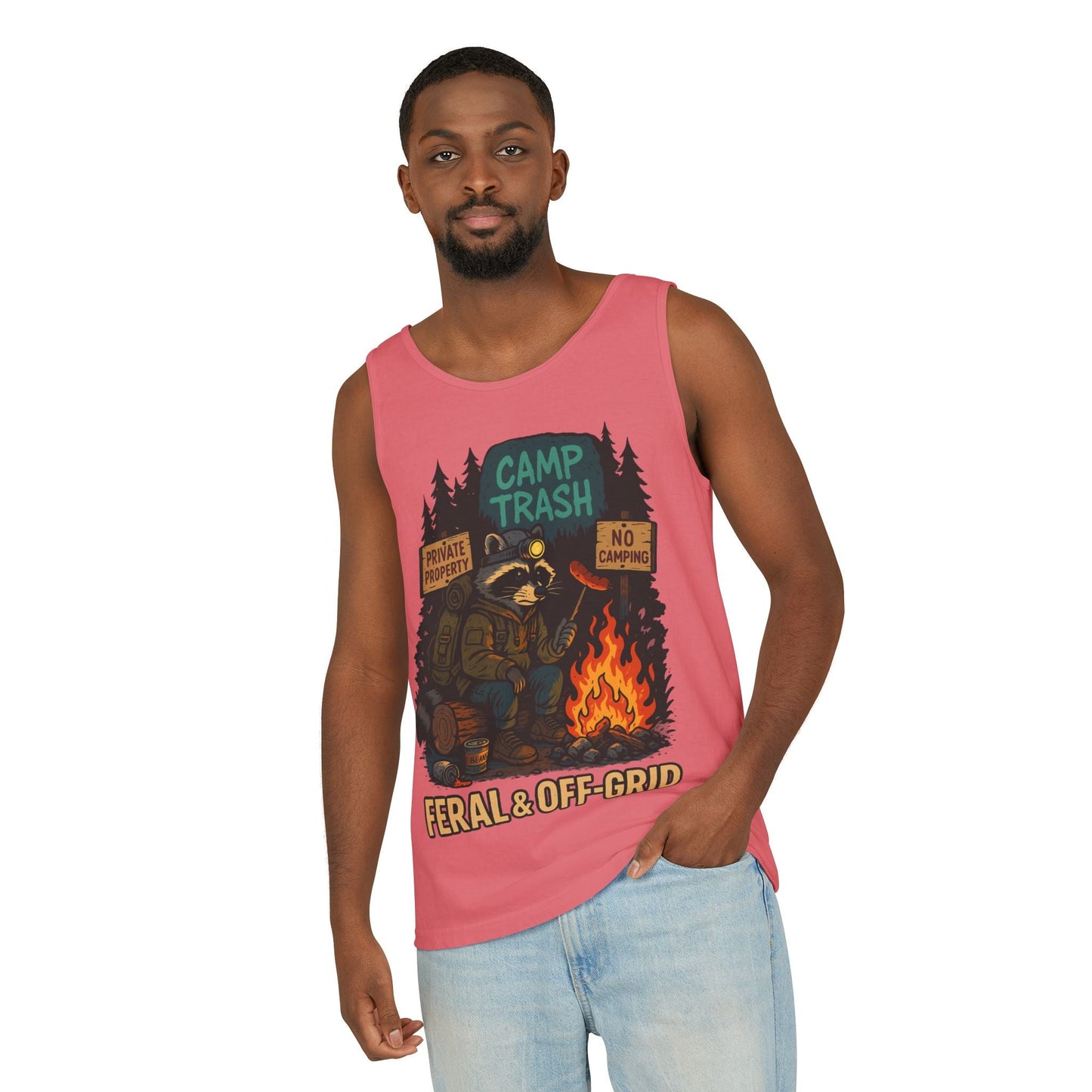 Camp Trash Raccoon Tank Top – Feral & Off-Grid Summer Shirt by Trash Cult