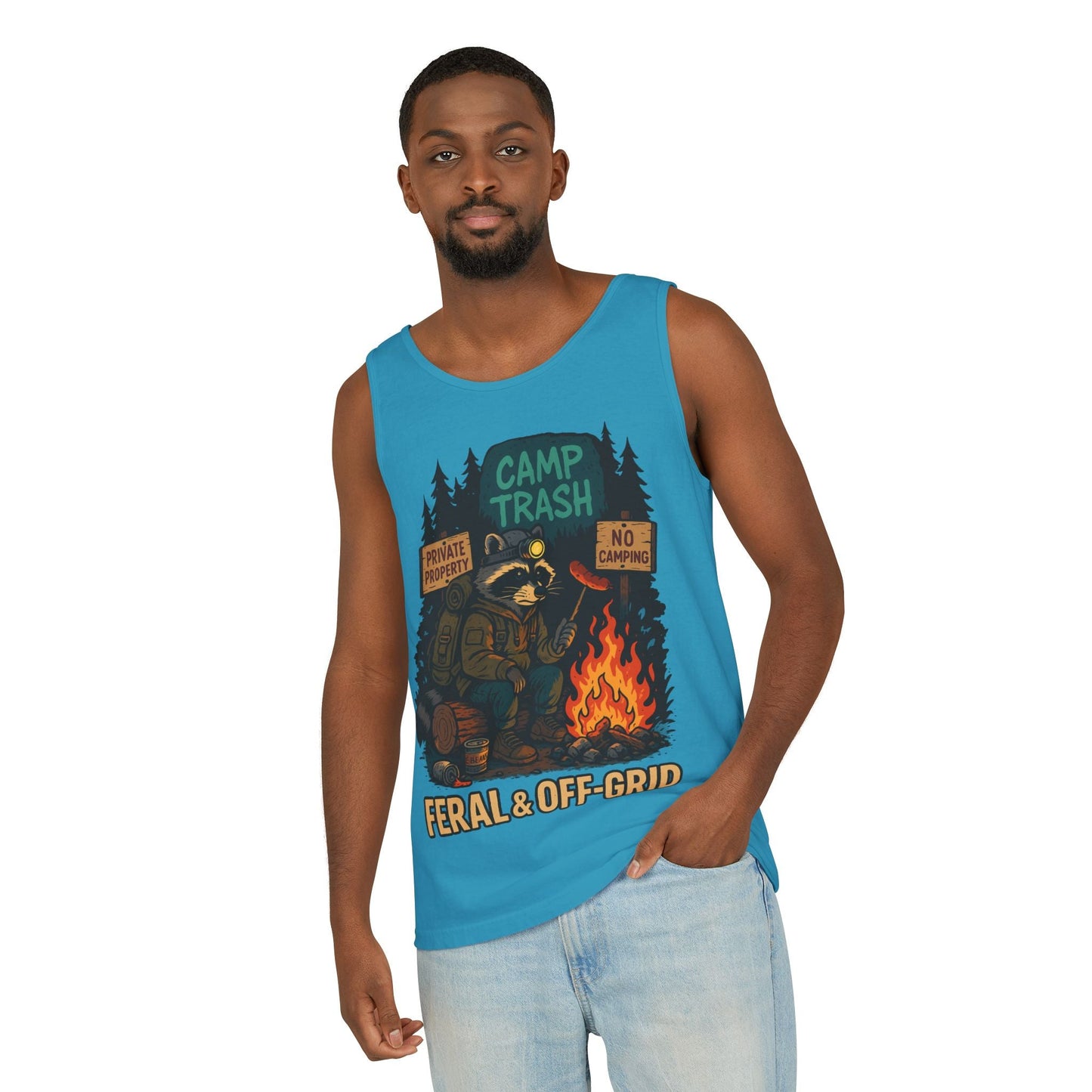 Camp Trash Raccoon Tank Top – Feral & Off-Grid Summer Shirt by Trash Cult