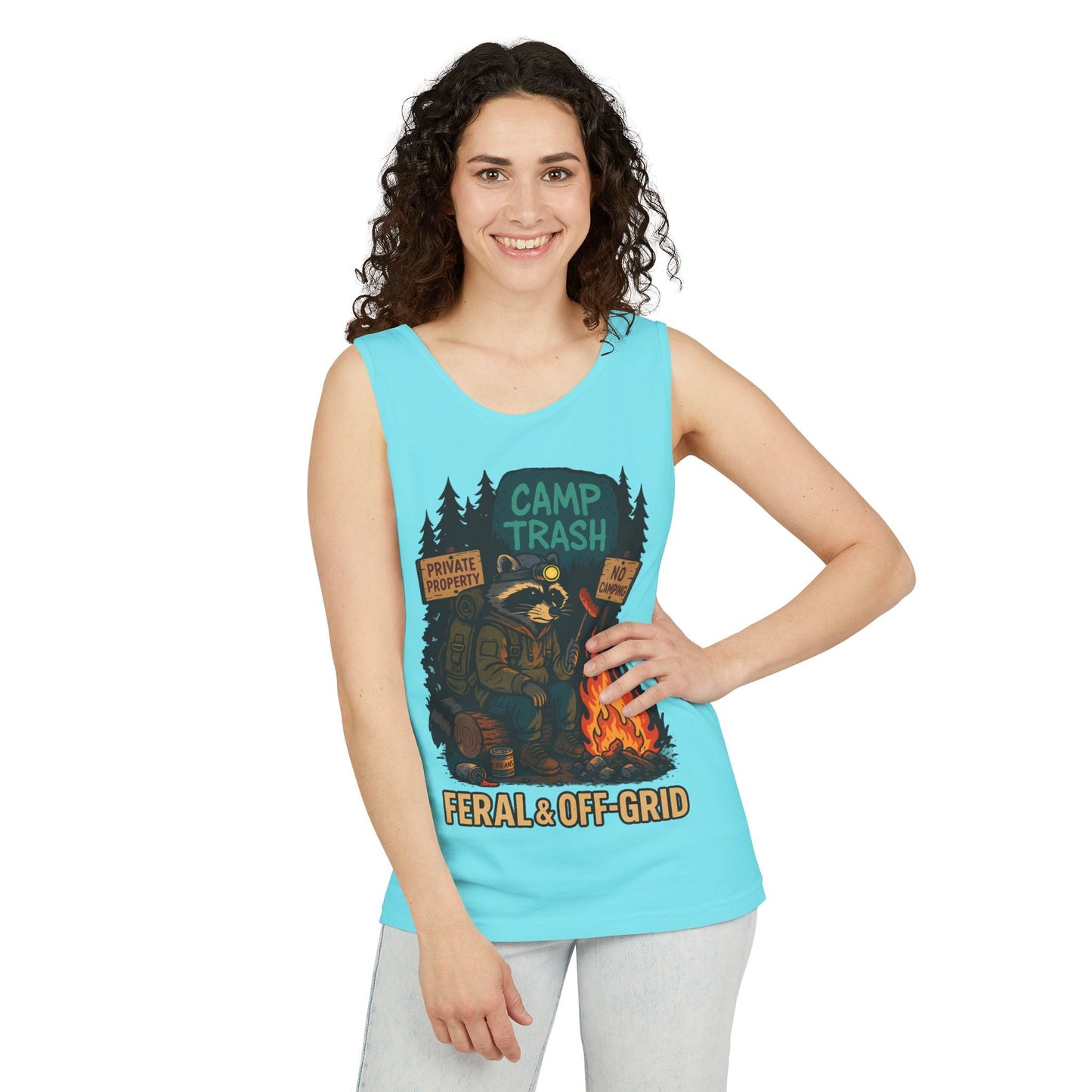Camp Trash Raccoon Tank Top – Feral & Off-Grid Summer Shirt by Trash Cult