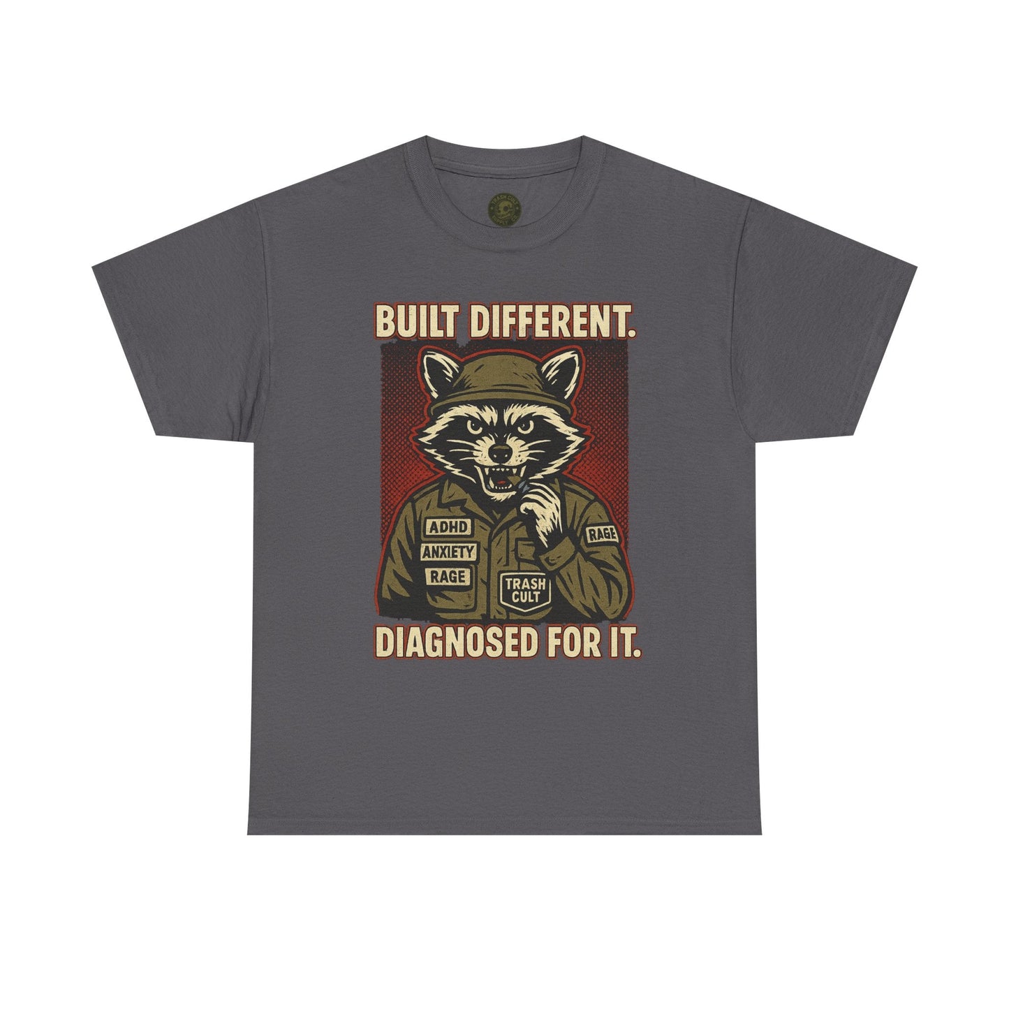 Built Different Diagnosed For It Military Raccoon Shirt – Gildan 5000