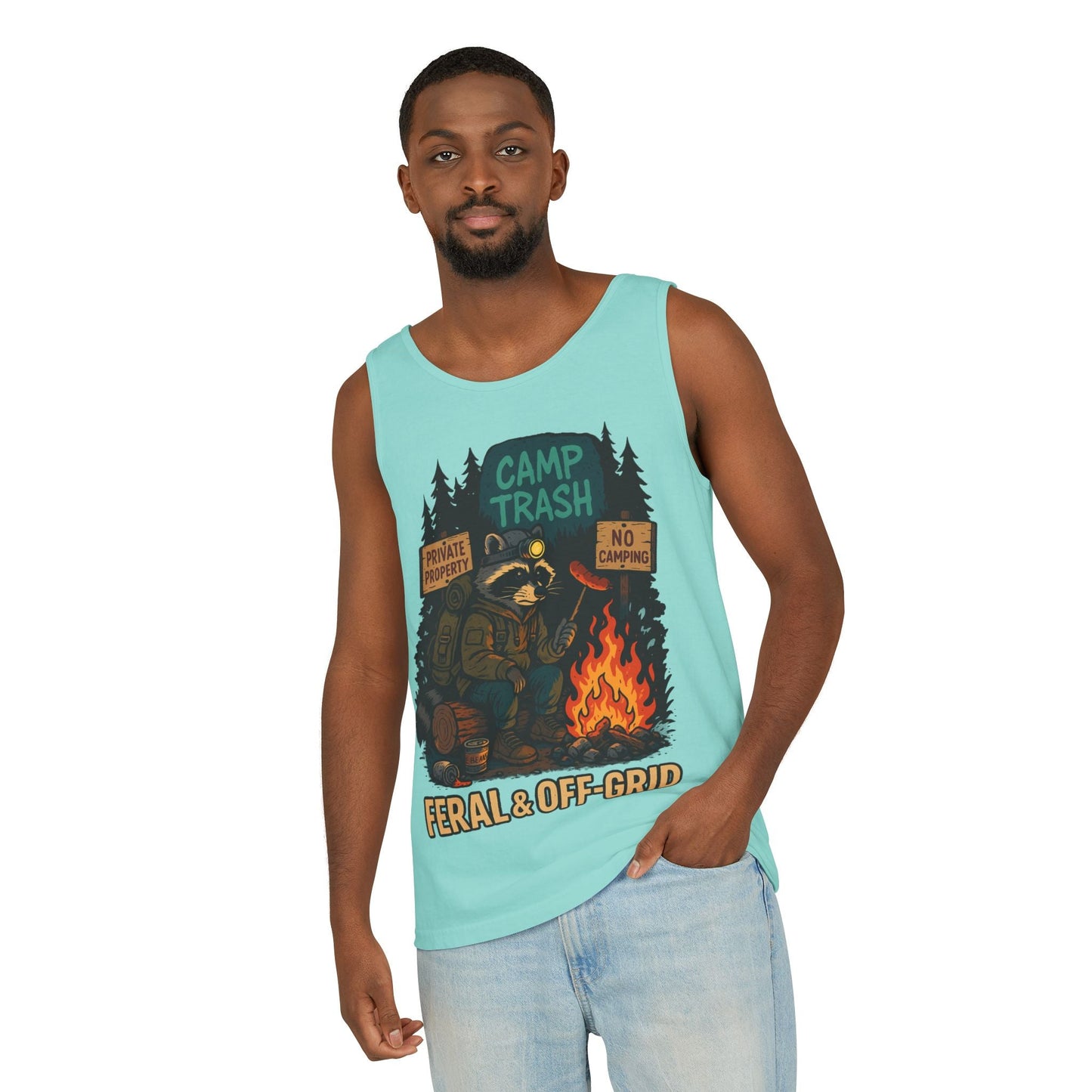 Camp Trash Raccoon Tank Top – Feral & Off-Grid Summer Shirt by Trash Cult