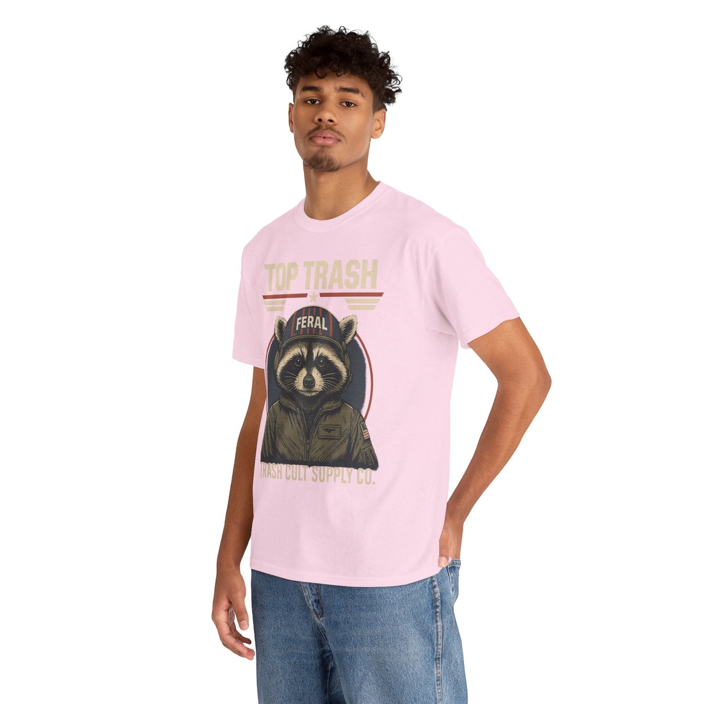 Feral Top Trash Raccoon Pilot Shirt – Trash Cult Supply Co. Parody Tee