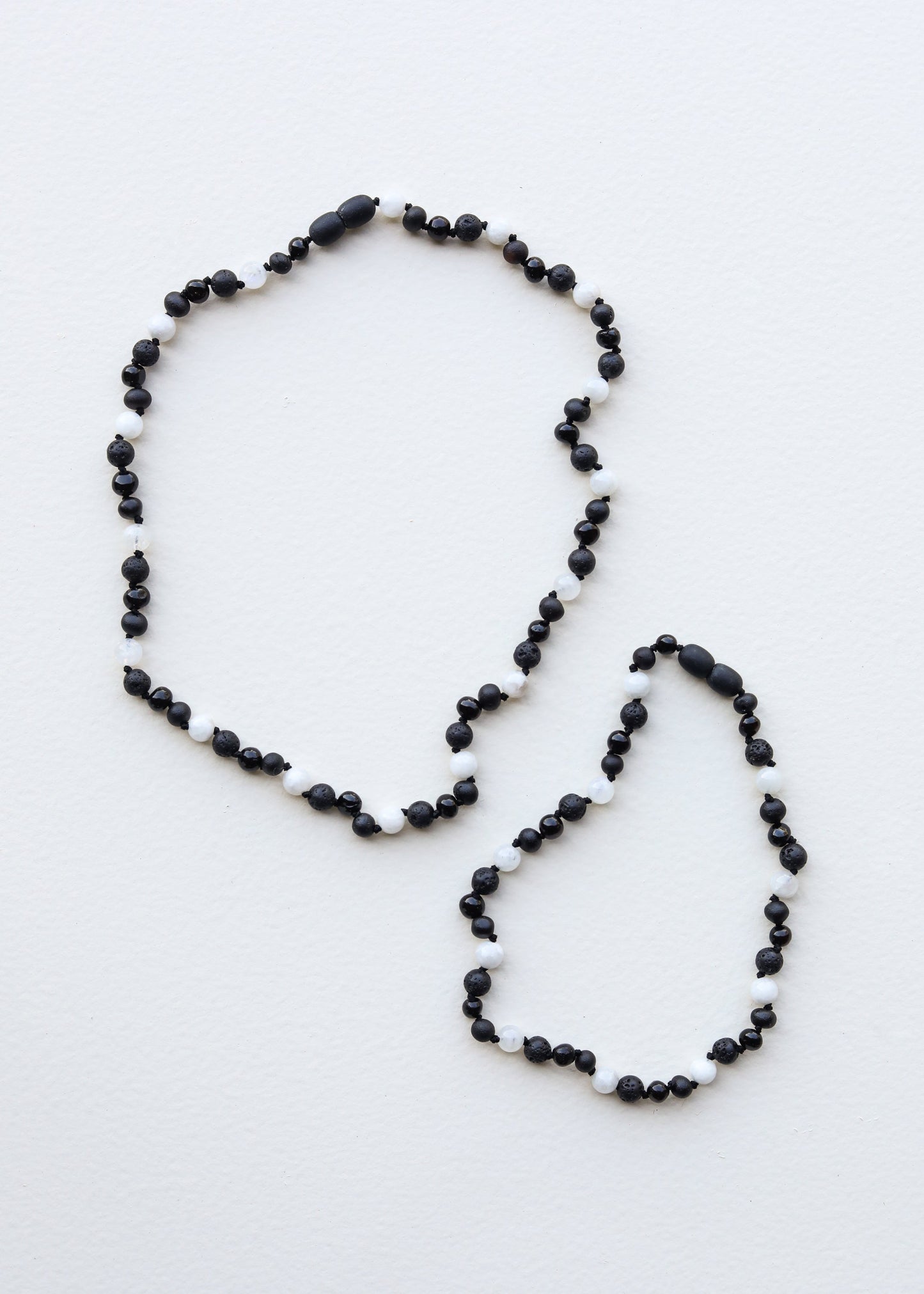 Raw Black Baltic Sea Amber + Moonstone|| Necklace Set
