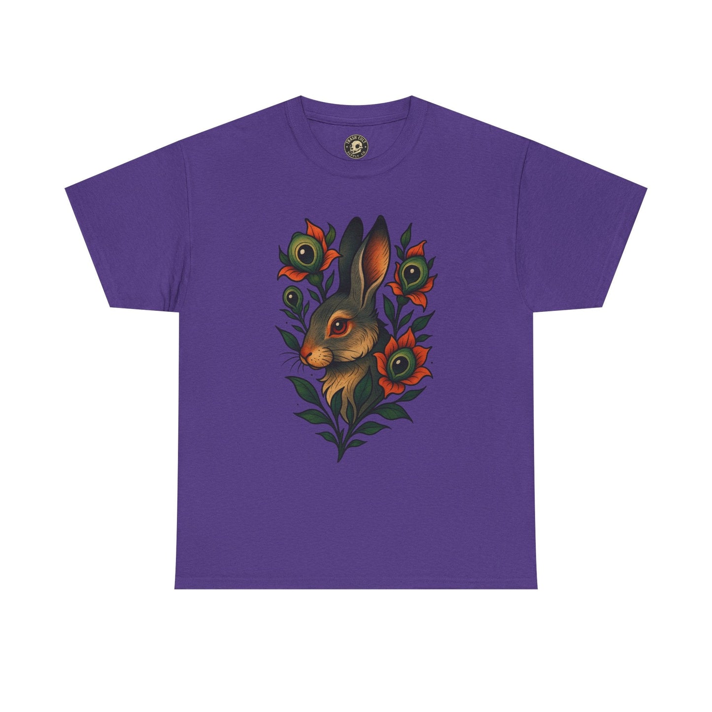 Whimsical Rabbit Floral Tee, Nature Lover Gift, Casual Wear, Eco-Friendly Fashion, Unique Graphic T-Shirt, Year-Round Style