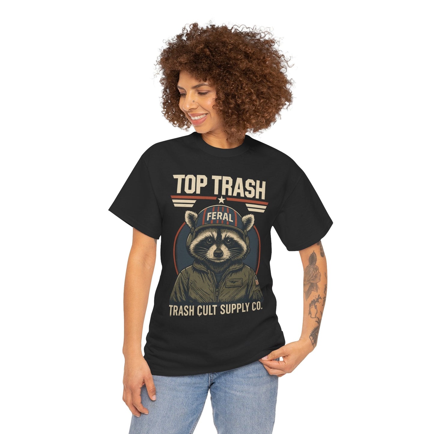 Feral Top Trash Raccoon Pilot Shirt – Trash Cult Supply Co. Parody Tee