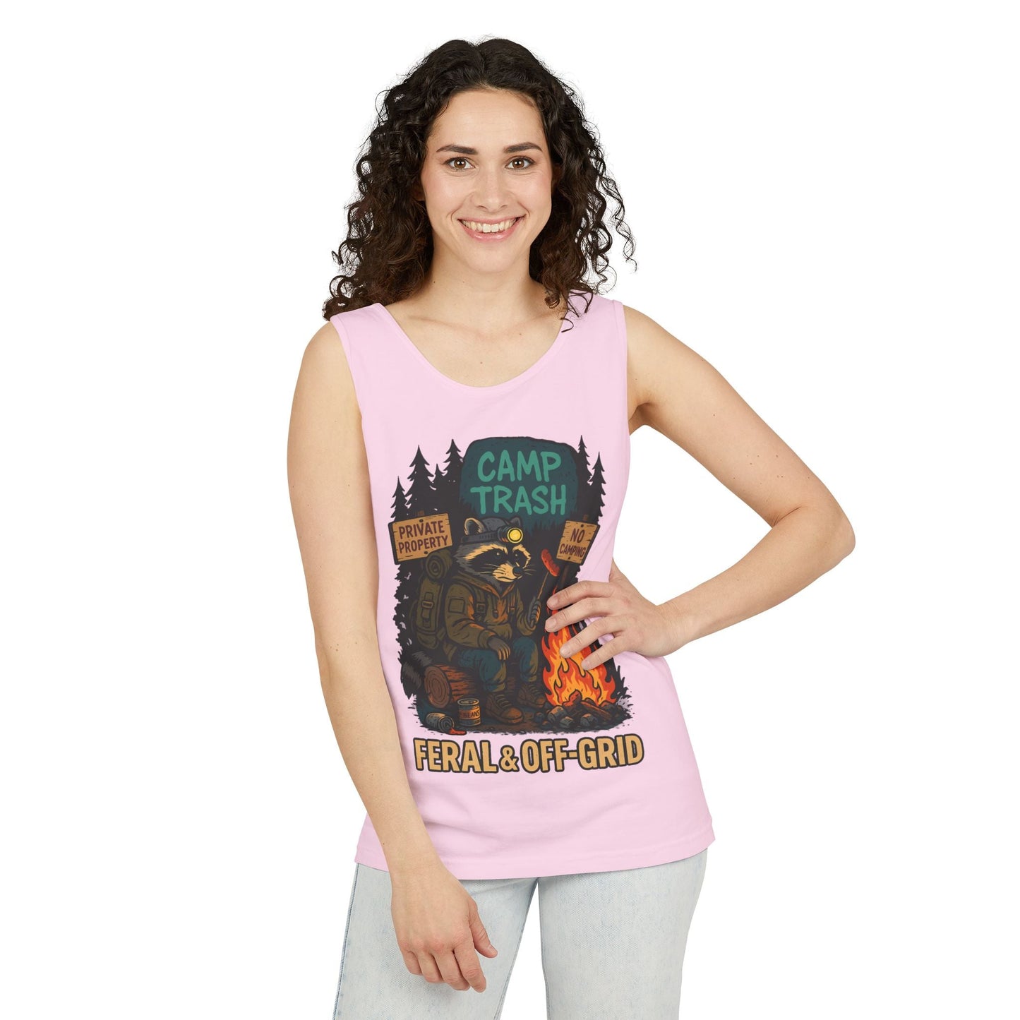 Camp Trash Raccoon Tank Top – Feral & Off-Grid Summer Shirt by Trash Cult