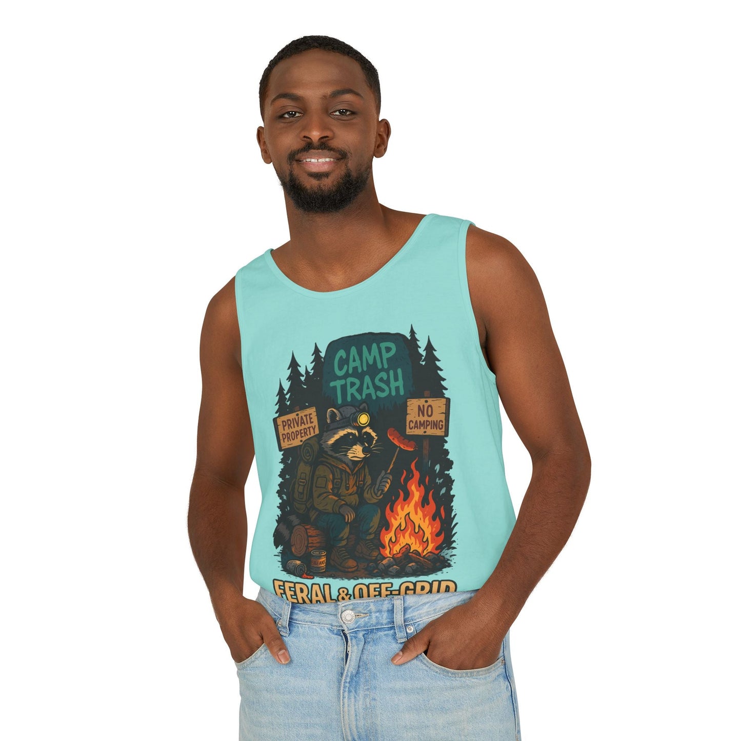 Camp Trash Raccoon Tank Top – Feral & Off-Grid Summer Shirt by Trash Cult