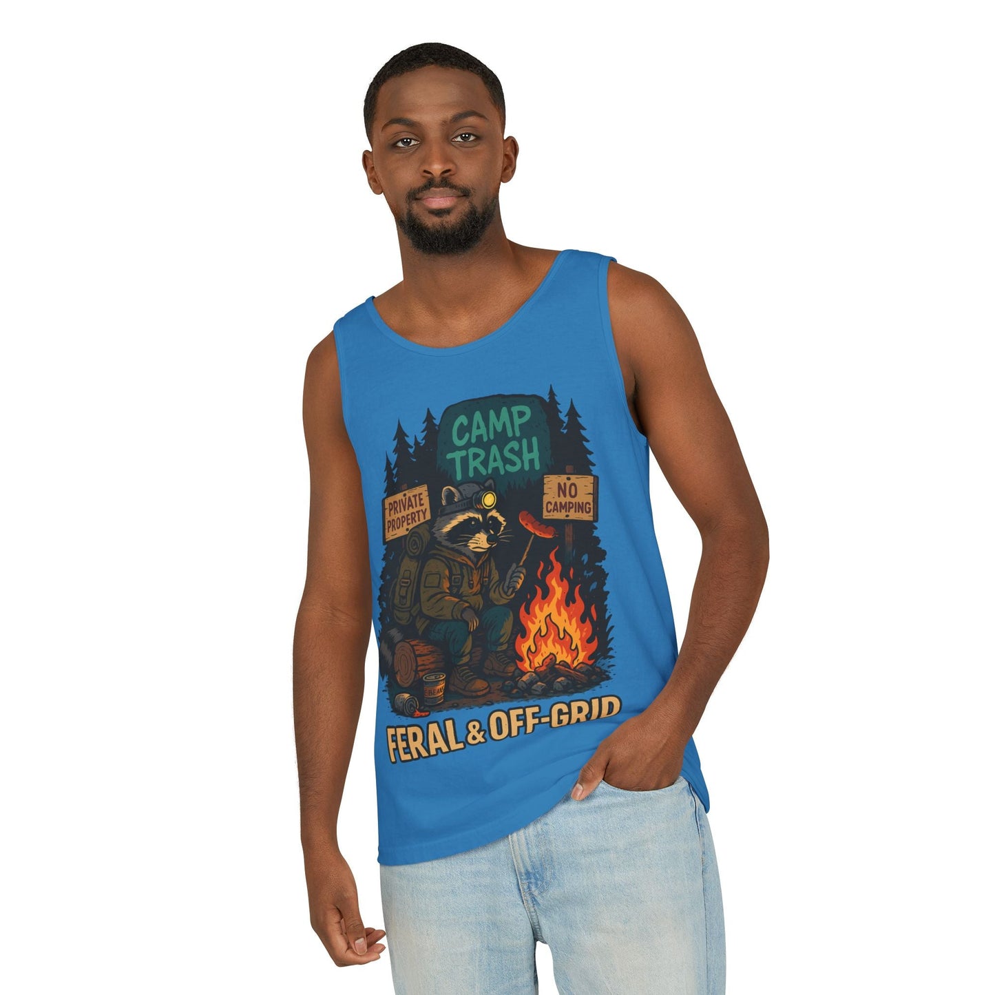 Camp Trash Raccoon Tank Top – Feral & Off-Grid Summer Shirt by Trash Cult