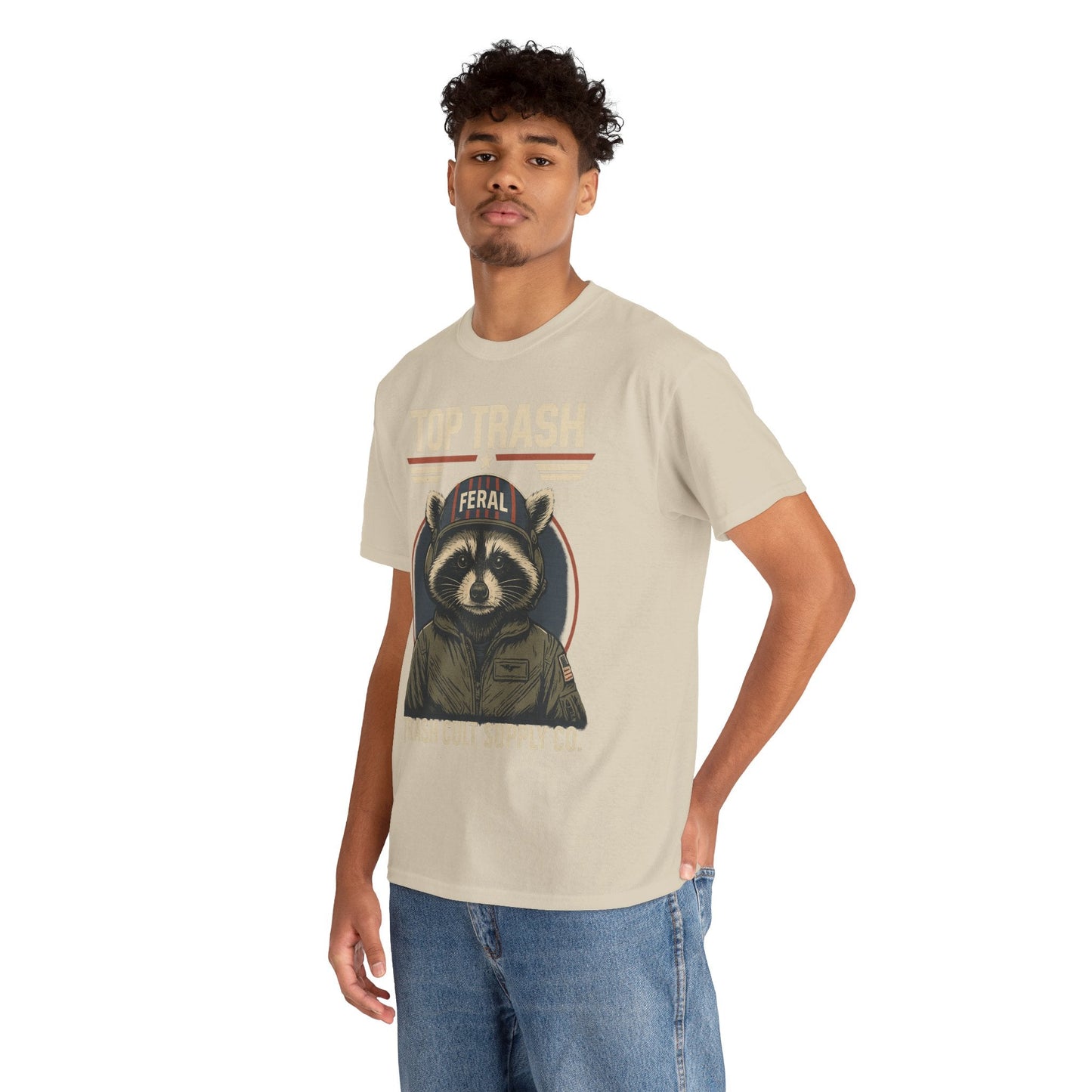 Feral Top Trash Raccoon Pilot Shirt – Trash Cult Supply Co. Parody Tee