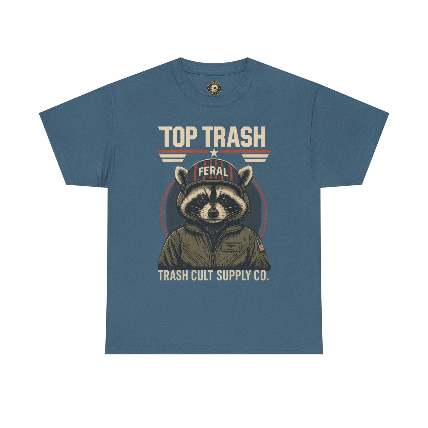 Feral Top Trash Raccoon Pilot Shirt – Trash Cult Supply Co. Parody Tee