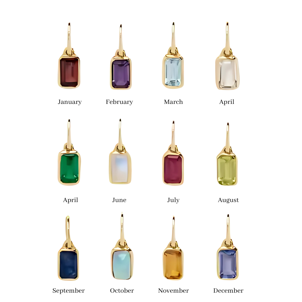 Birthstone Drop Charms 18K Gold Water Resistant Non Tarnish