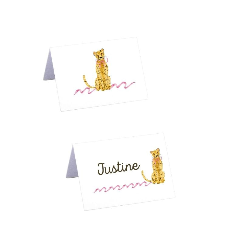Leopard with Pink Bow - Place Cards