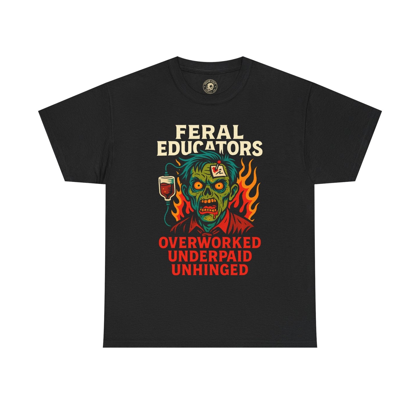 Feral Educators Zombie Tee | Unisex Heavy Cotton Shirt for Teachers | Funny Gift for Educators, Halloween Costume, Teacher Appreciation