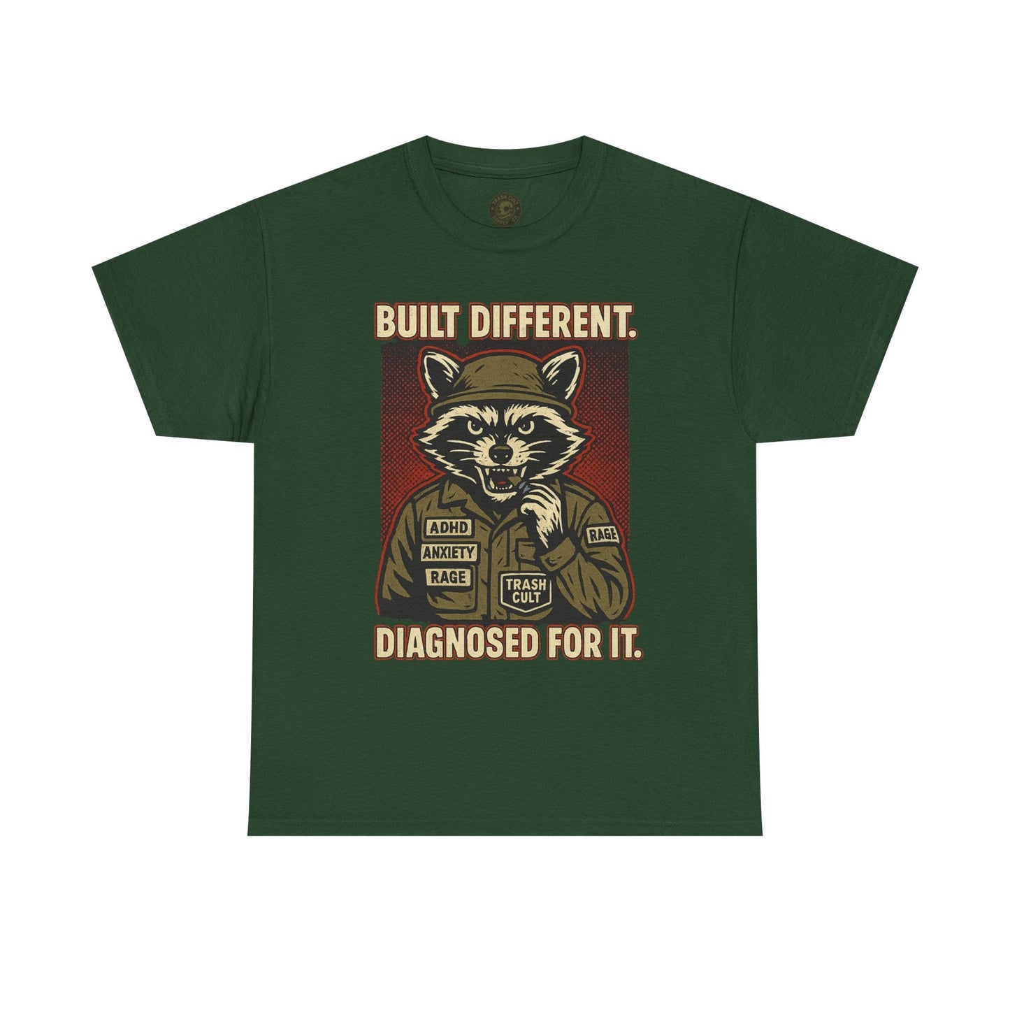 Built Different Diagnosed For It Military Raccoon Shirt – Gildan 5000