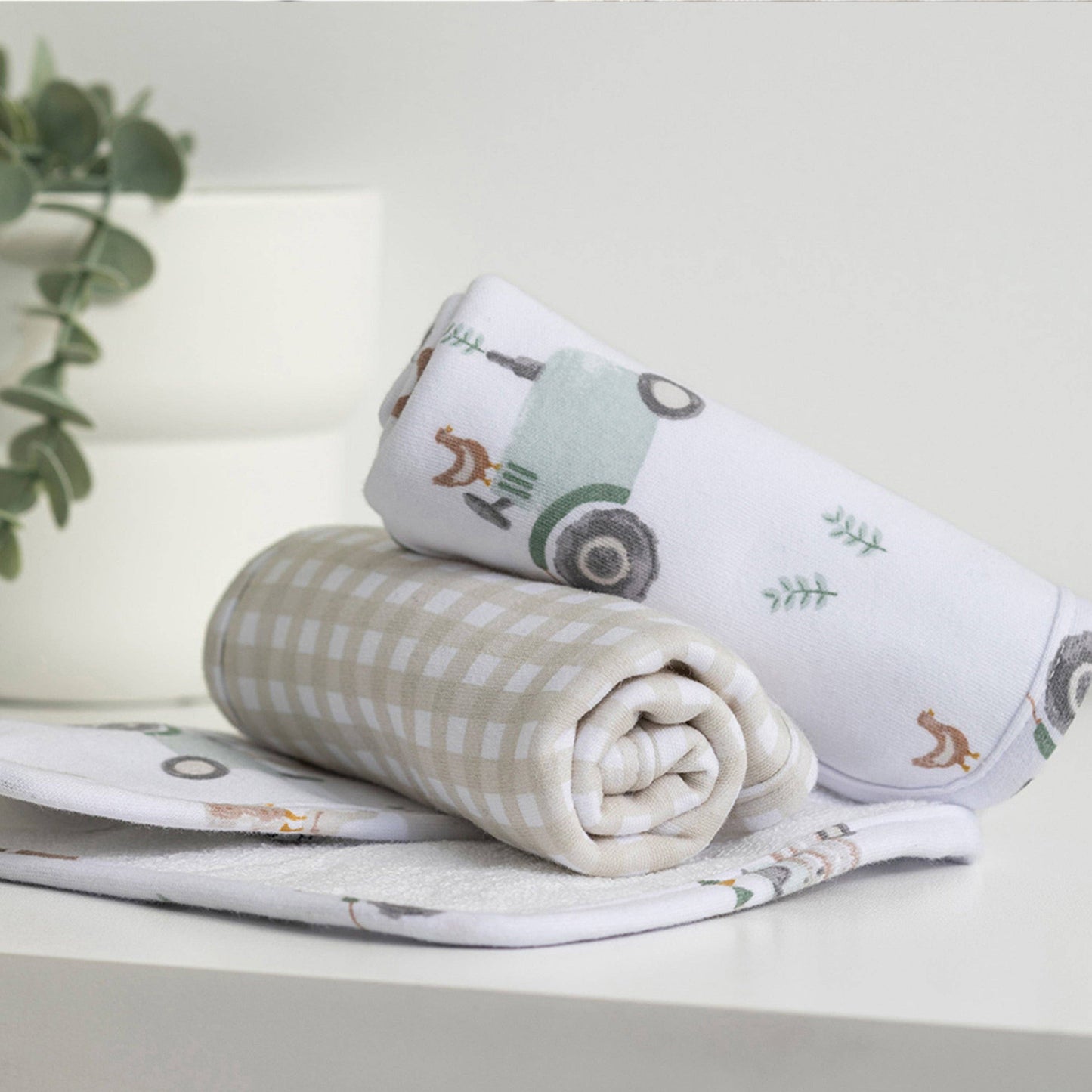 Living Textiles - 5pc 100% Cotton Bath Gift Set | Tractor Ride