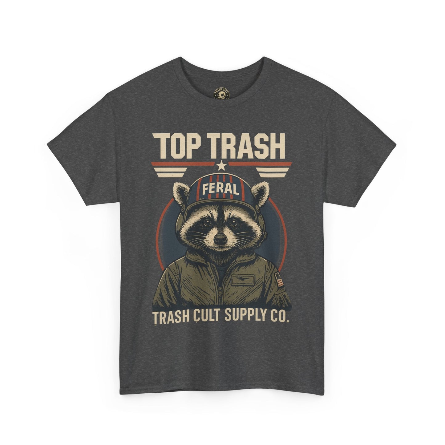 Feral Top Trash Raccoon Pilot Shirt – Trash Cult Supply Co. Parody Tee