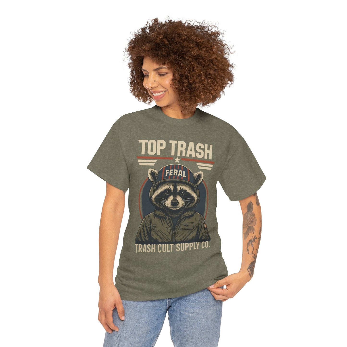 Feral Top Trash Raccoon Pilot Shirt – Trash Cult Supply Co. Parody Tee