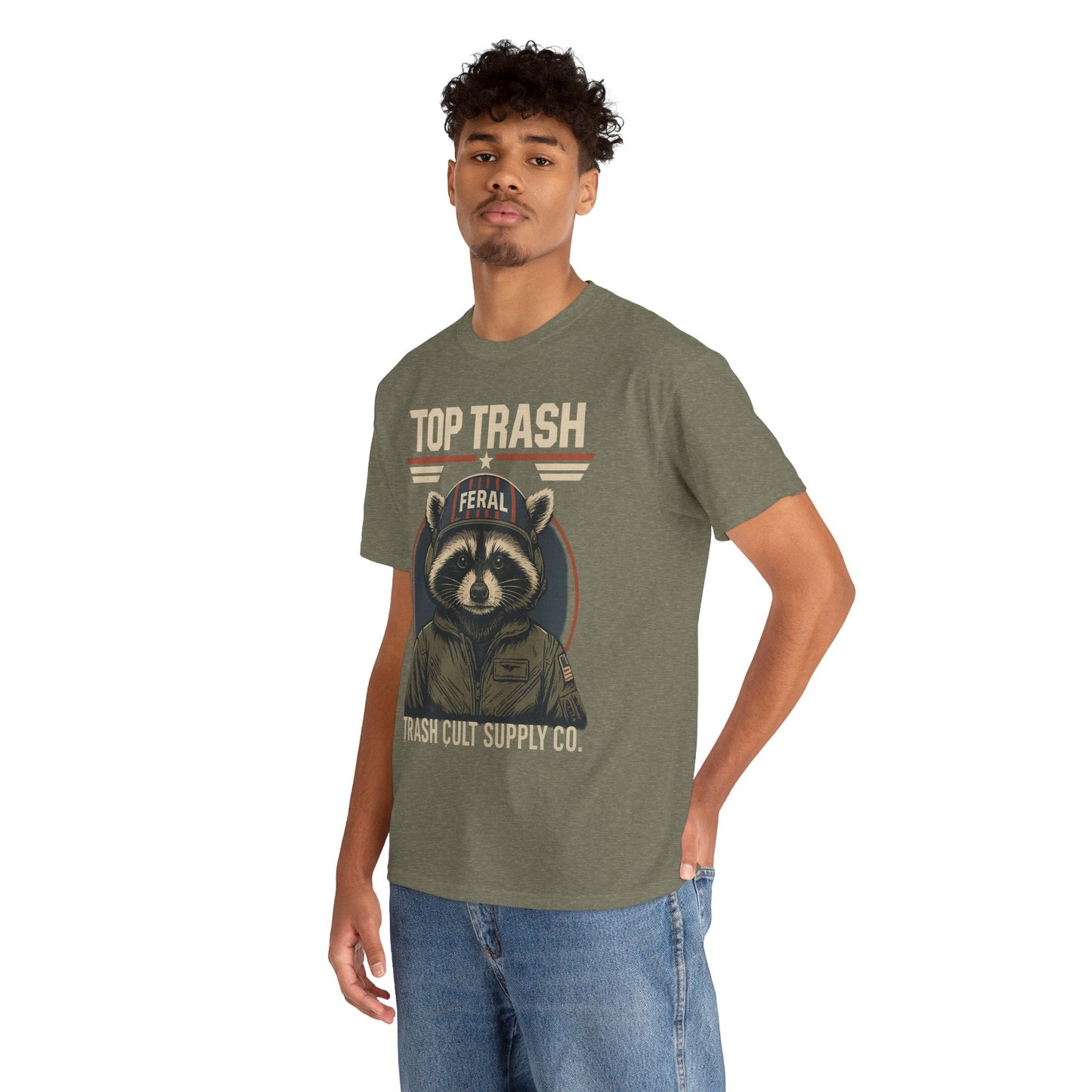 Feral Top Trash Raccoon Pilot Shirt – Trash Cult Supply Co. Parody Tee