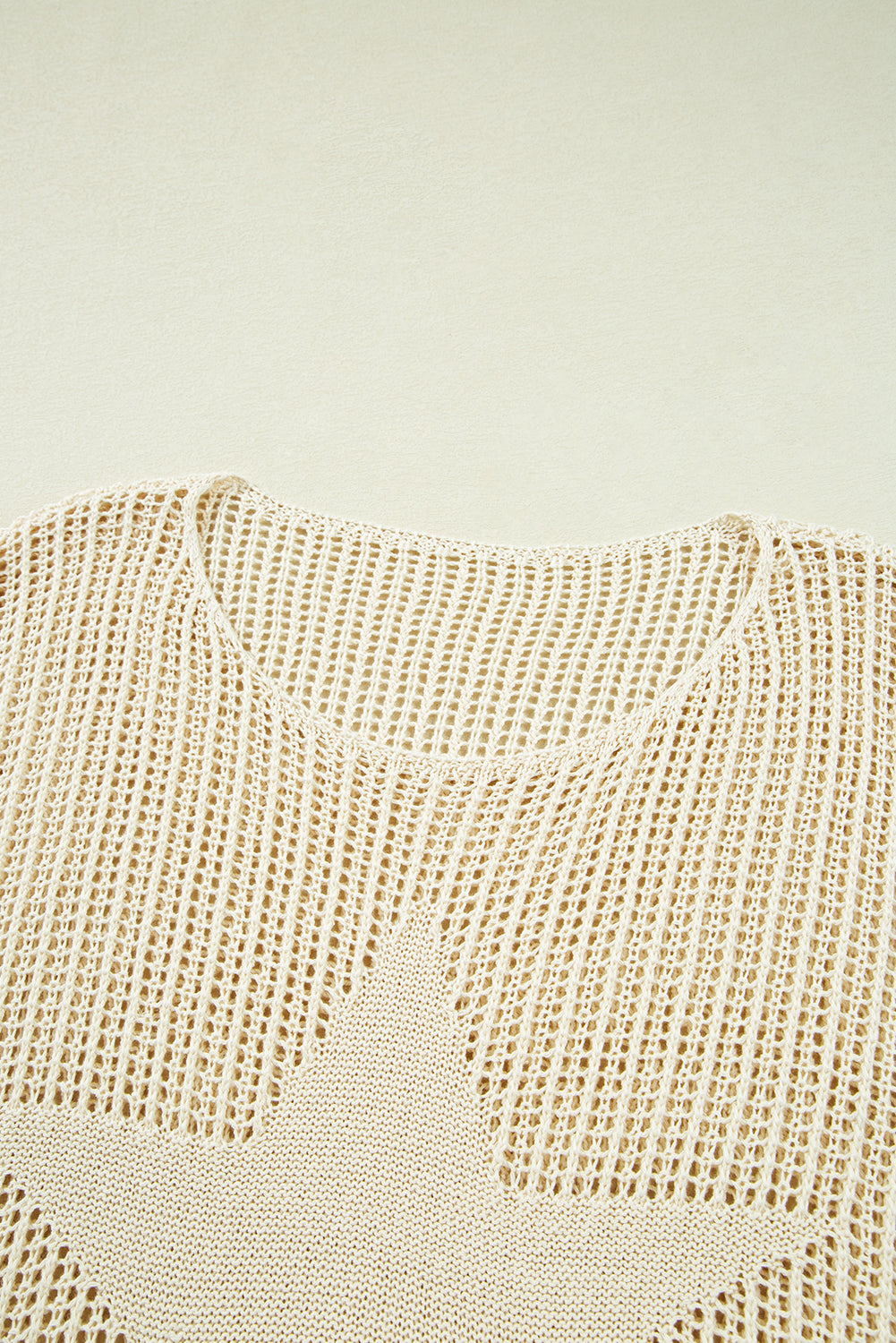 Parchment Hollow Out Knit Star Pattern Accent Plus Size Jumper
