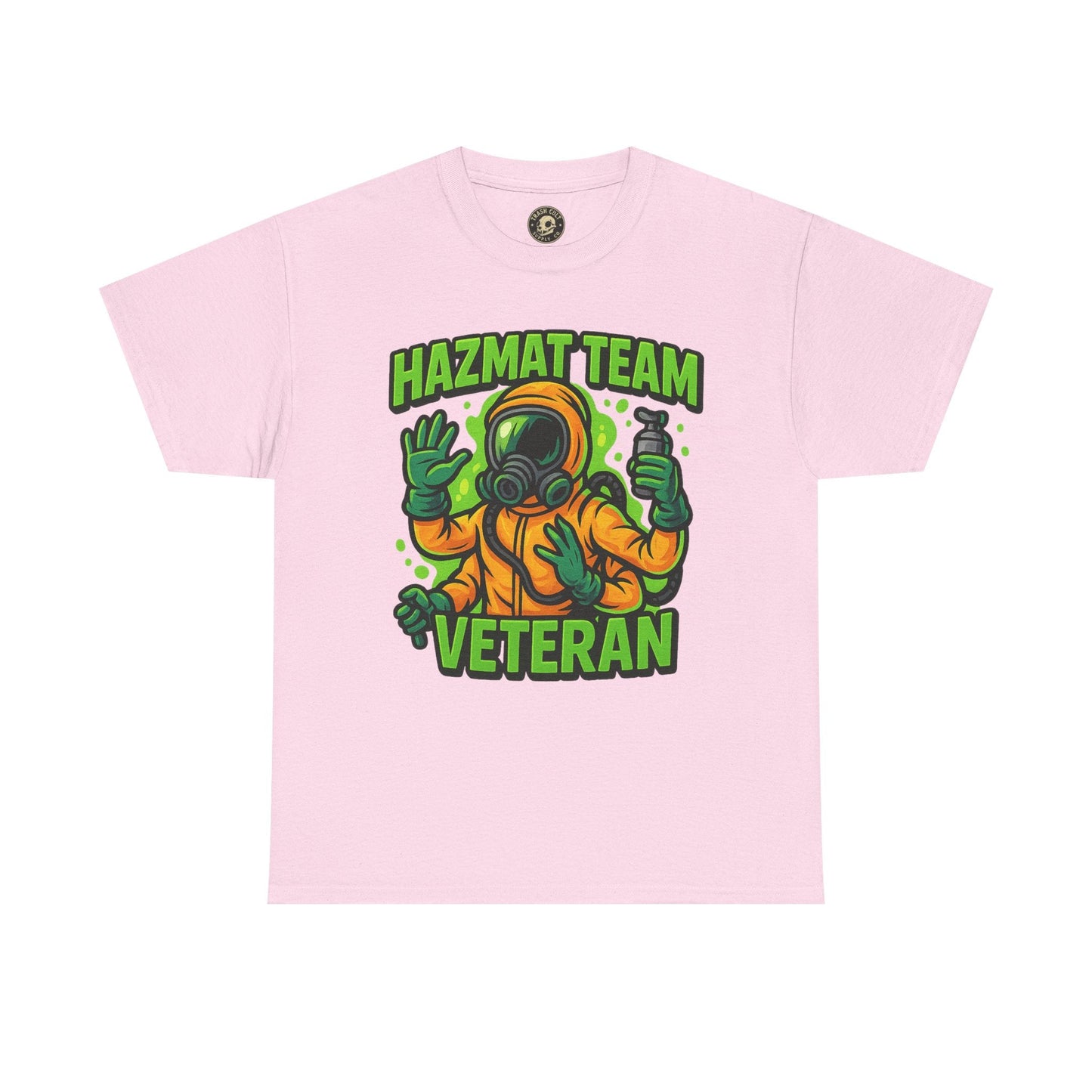 Hazmat Team Veteran T-Shirt – Neon New School Biohazard Graphic Tee | Gildan 5000 Sci-Fi Cotton Shirt