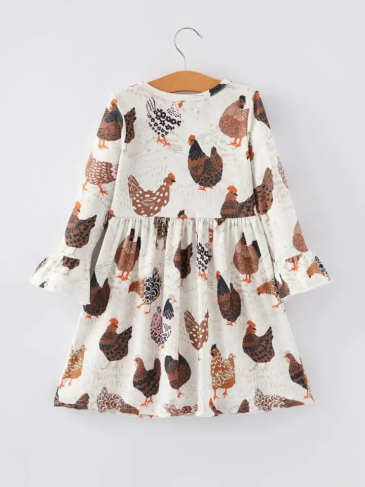 FINAL SALE-Thanksgiving Print Girls Dress