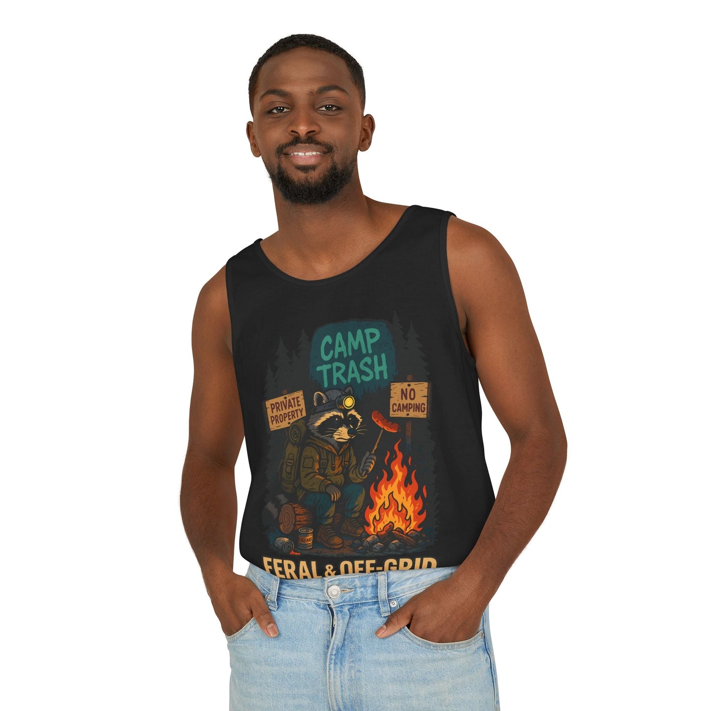 Camp Trash Raccoon Tank Top – Feral & Off-Grid Summer Shirt by Trash Cult