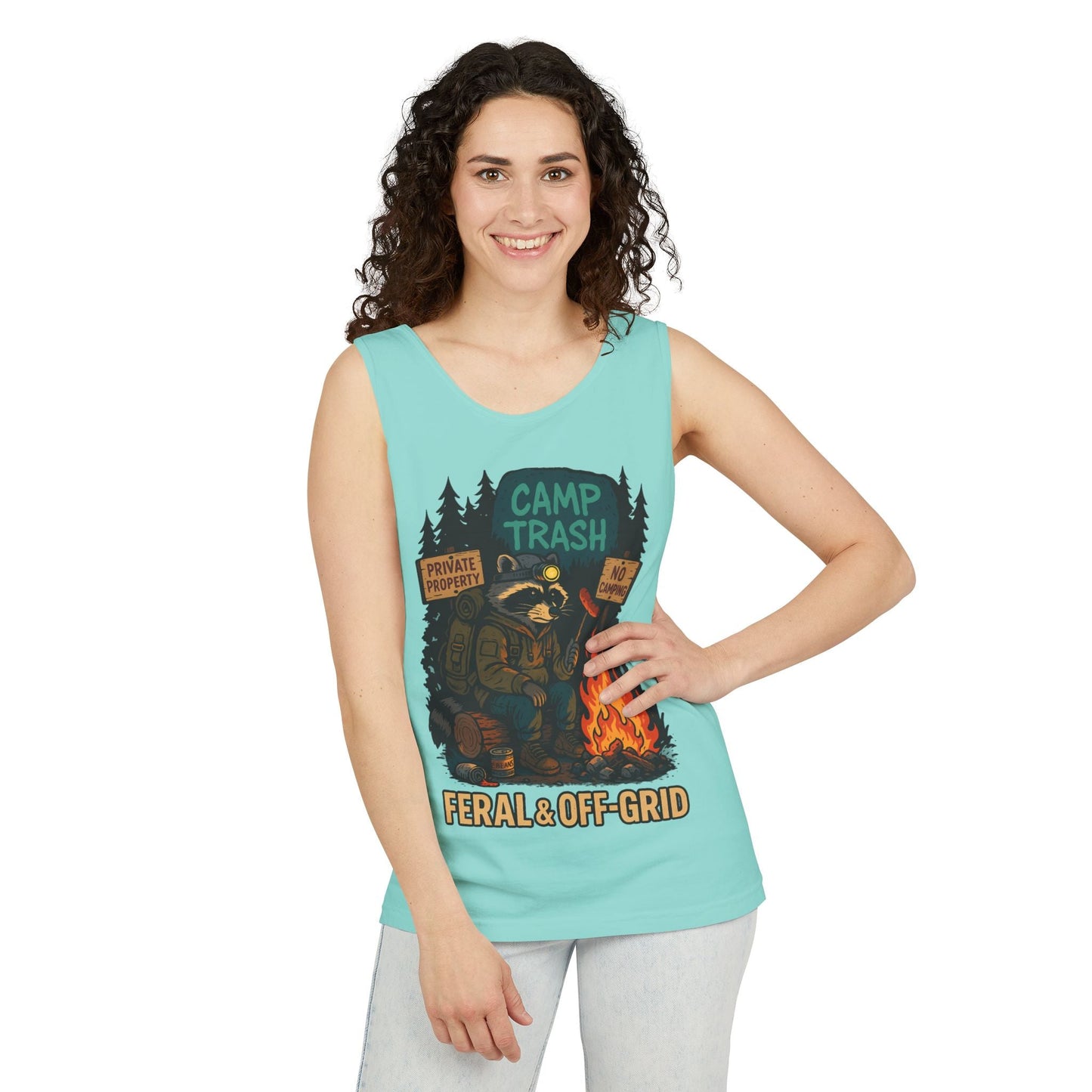 Camp Trash Raccoon Tank Top – Feral & Off-Grid Summer Shirt by Trash Cult