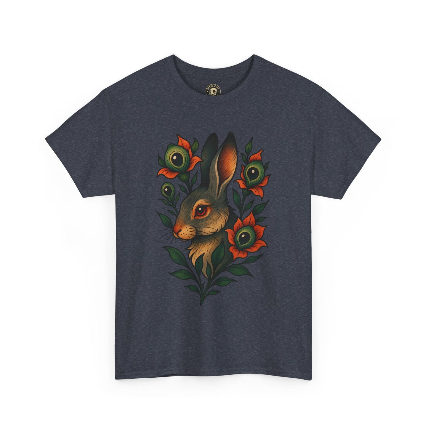 Whimsical Rabbit Floral Tee, Nature Lover Gift, Casual Wear, Eco-Friendly Fashion, Unique Graphic T-Shirt, Year-Round Style